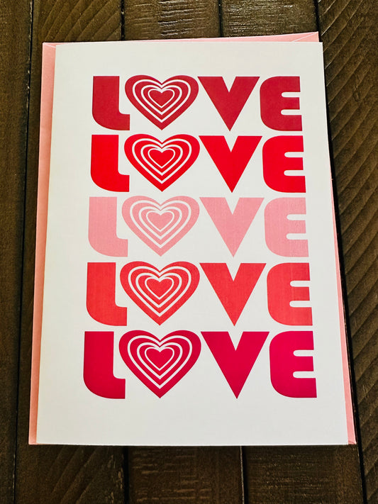 Happy LOVE X 5 Anniversary Love Card 5x7 Greeting Card