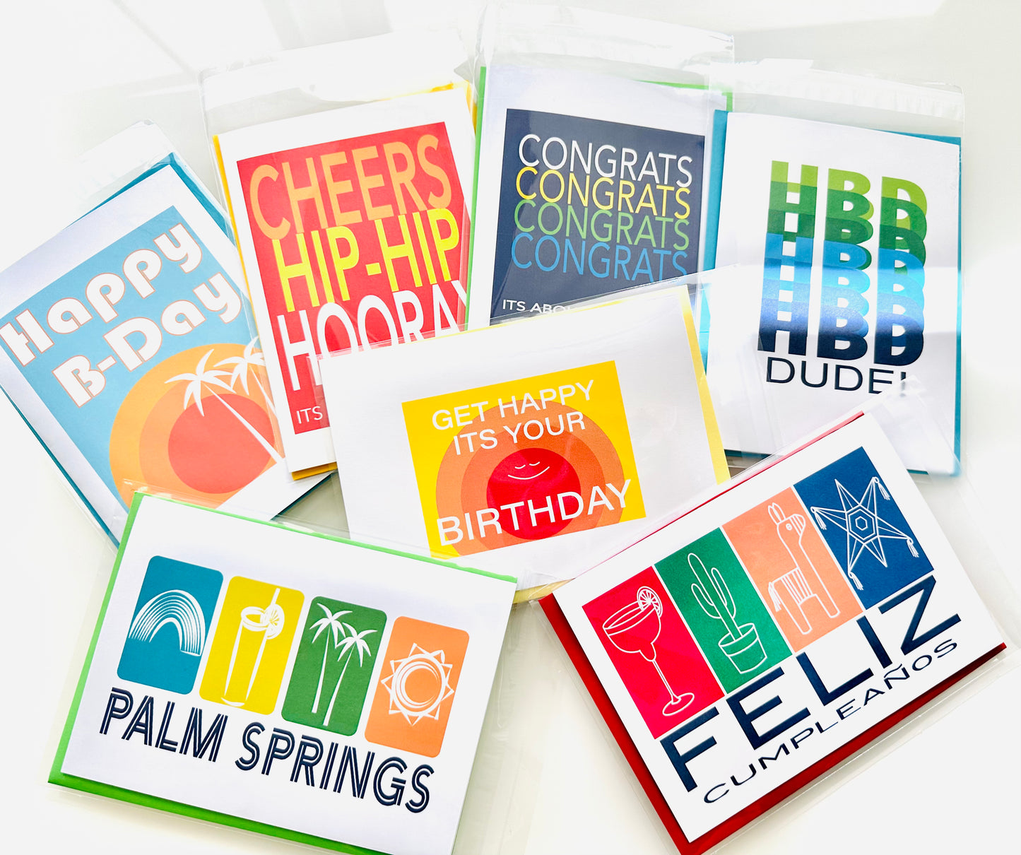 Happy B-Day & Feliz Cumple! 5x7 Tropical sunset Happy Birthday Card English & Spanish