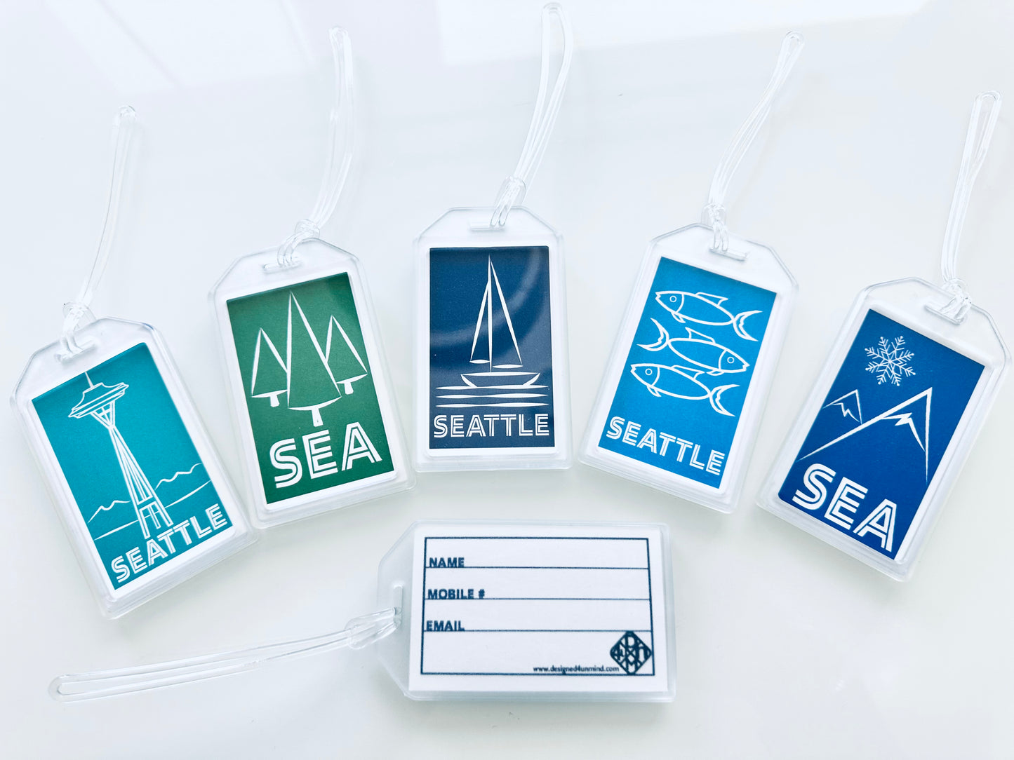 SEATTLE/SEA Airport code Heavy duty acrylic City Luggage & Travel Bag Tags
