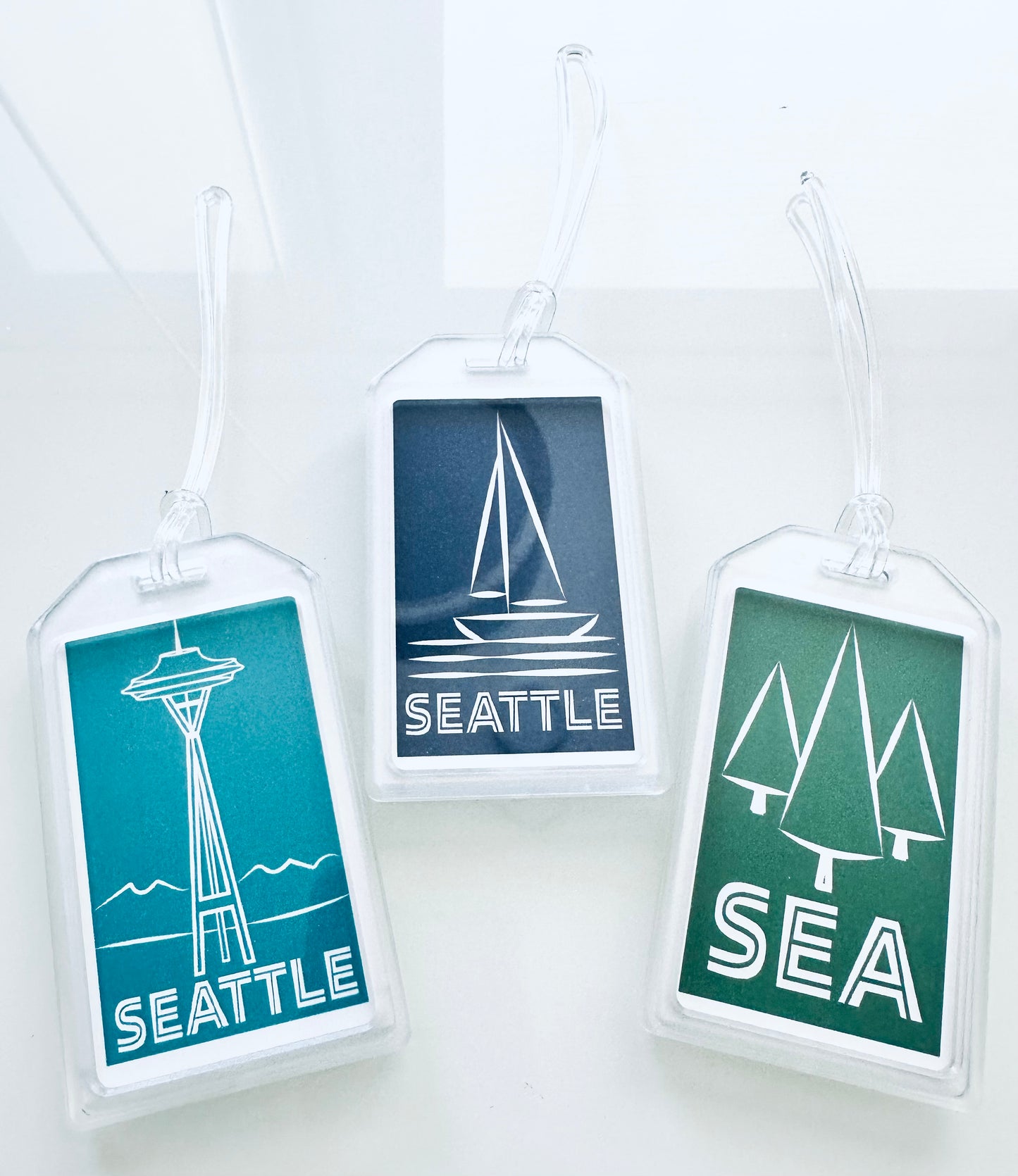 SEATTLE/SEA Airport code Heavy duty acrylic City Luggage & Travel Bag Tags
