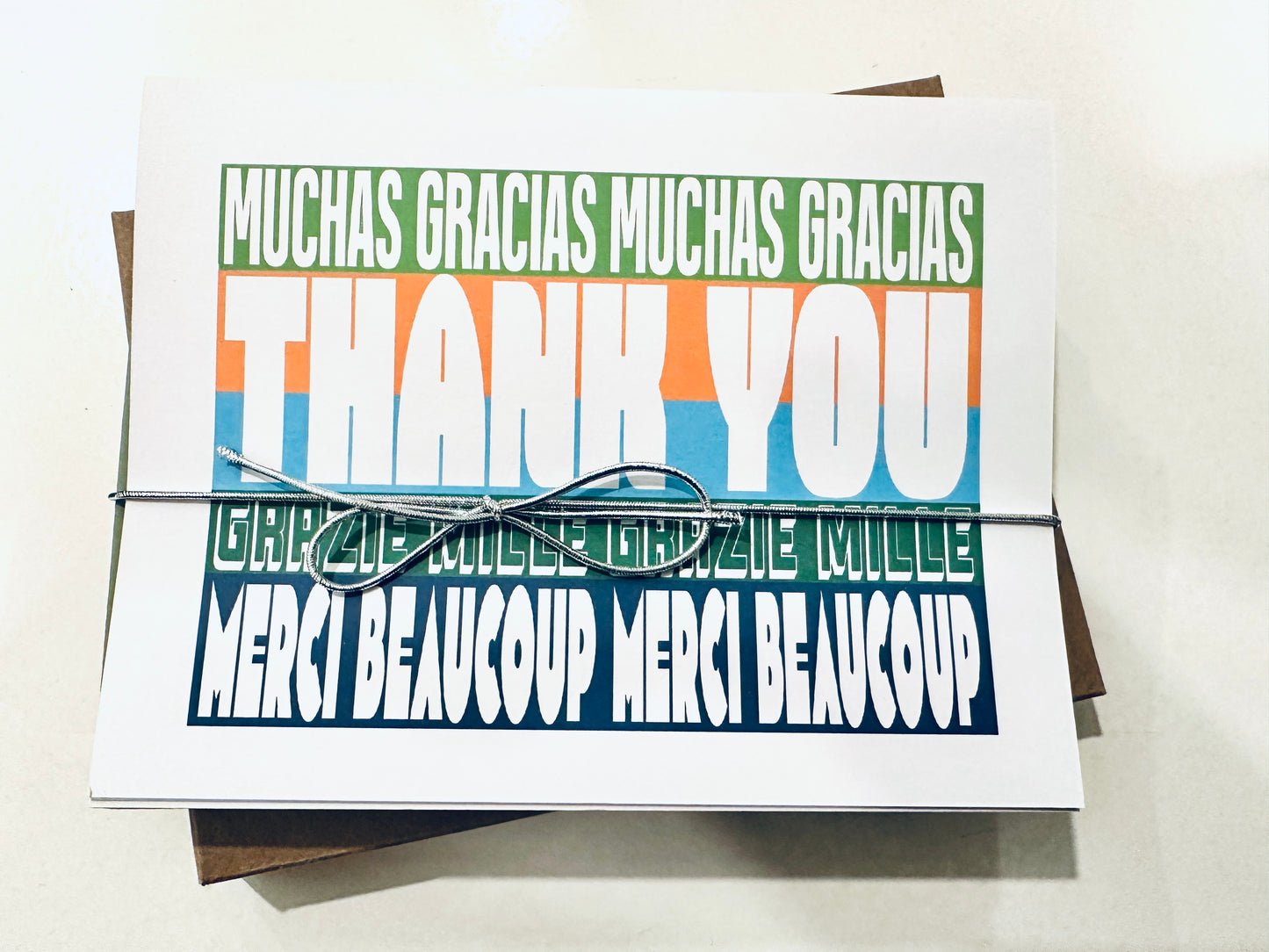 Blue Multi language A2 5.5L X 4.25W size THANK U Cards Boxed set of 10