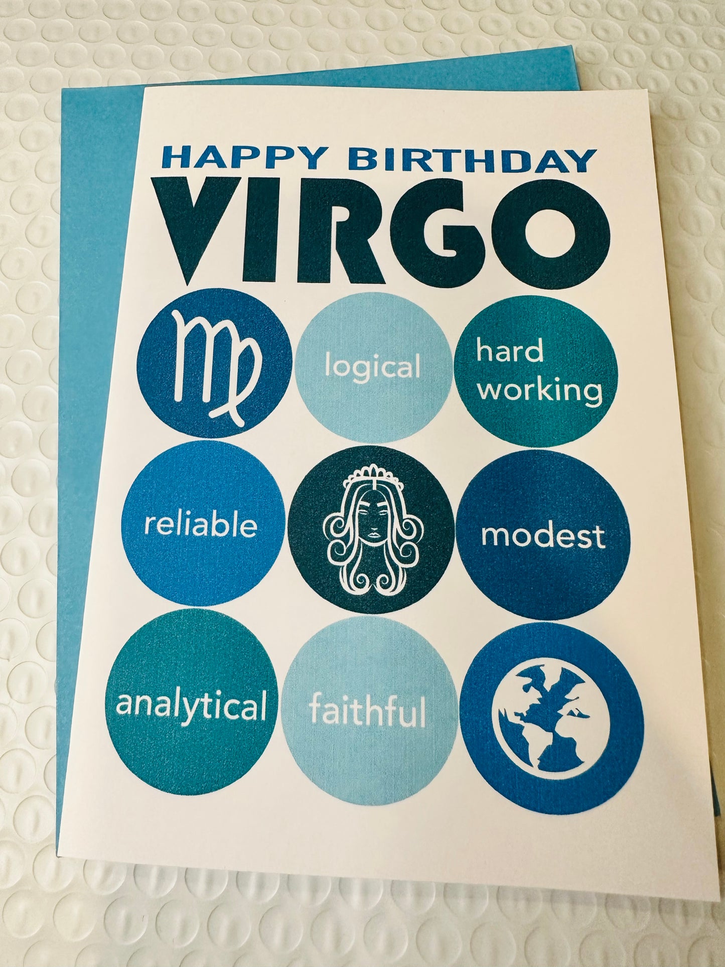 VIRGO HAPPY BIRTHDAY Modern Astrology Greeting Card with signs traits