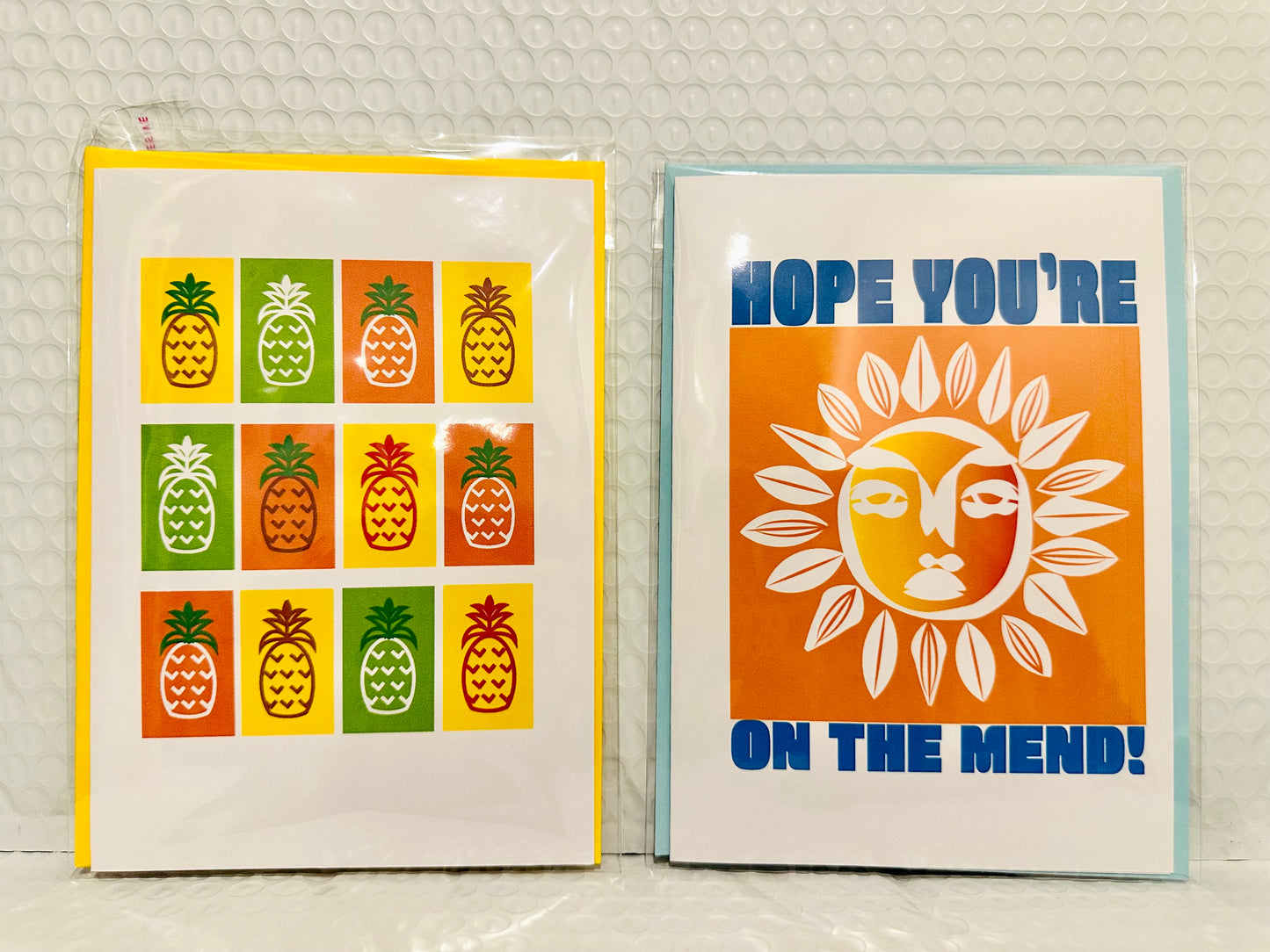 MANY PINAS blank inside Any occasion greeting card 5x7 fun multi pineapple motifs
