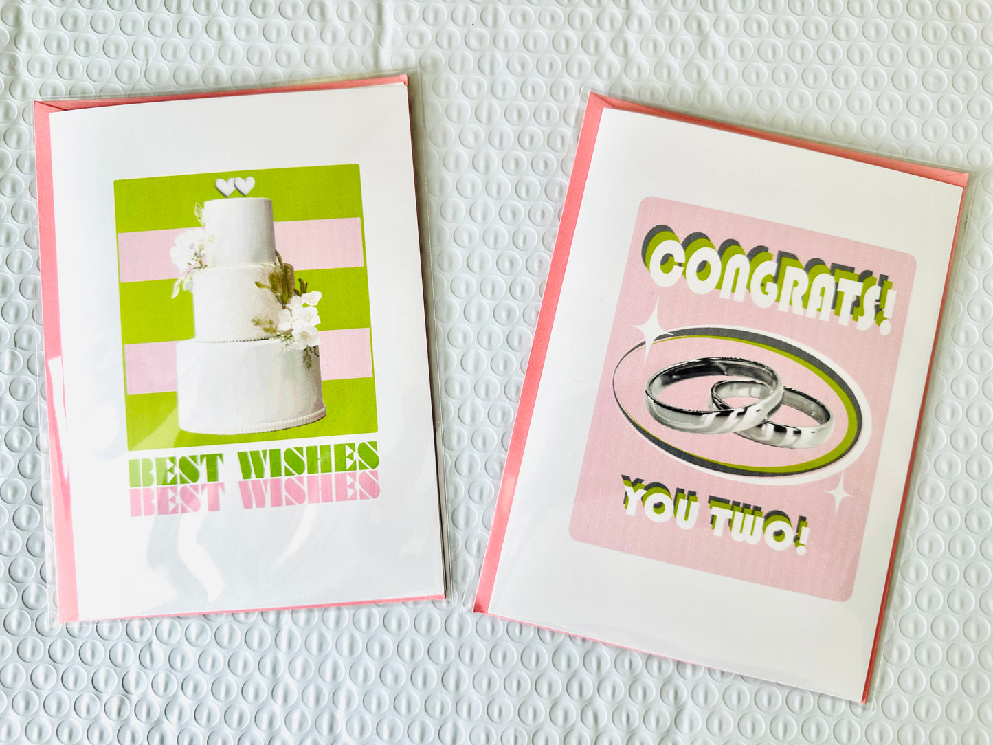 Congrats! You Two! 5X7 Congratulations Modern Engagement Wedding Greeting card