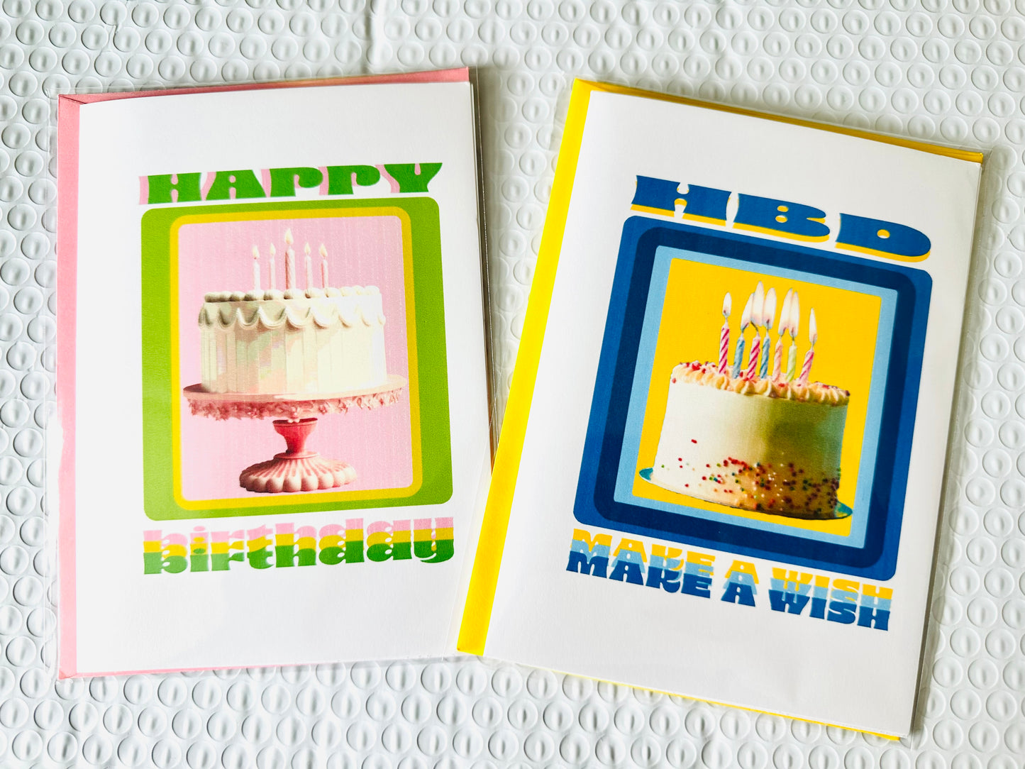 Happy Birthday & HBD Make a wish! 5x7 Birthday Cake Fancy or with sprinkles card