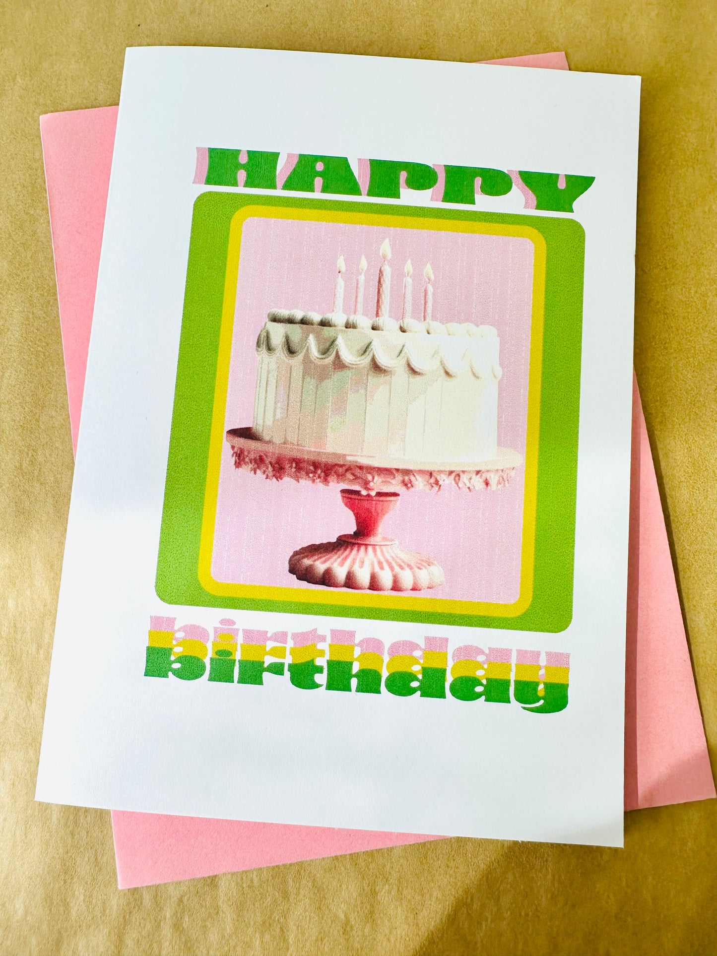 Happy Birthday & HBD Make a wish! 5x7 Birthday Cake Fancy or with sprinkles card