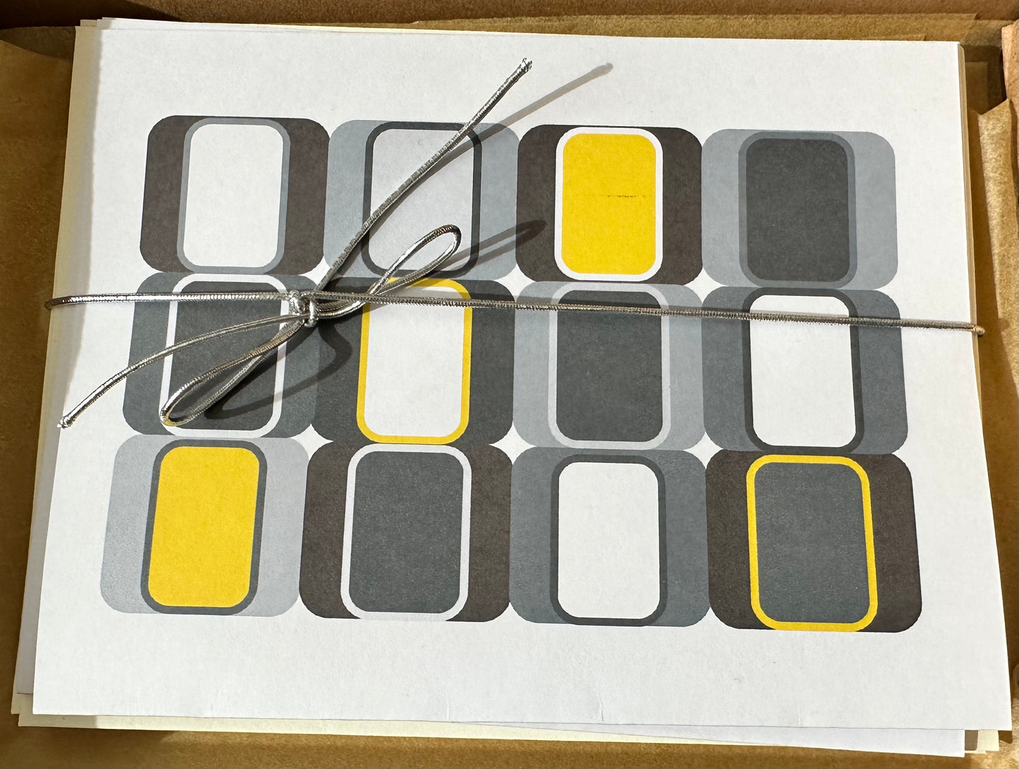 Grey SOFT SQUARES A2 Geometric boxed note card set of 10