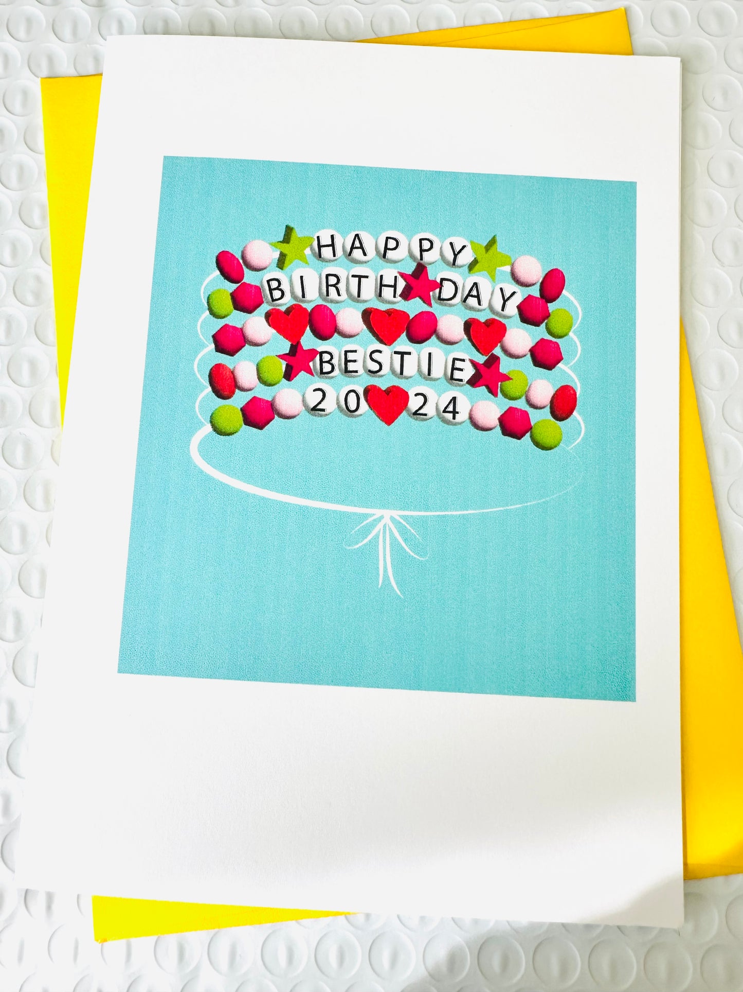 Happy Birthday Bestie & HBD Era Friendship bracelet 2024 Era 5x7 Greeting card