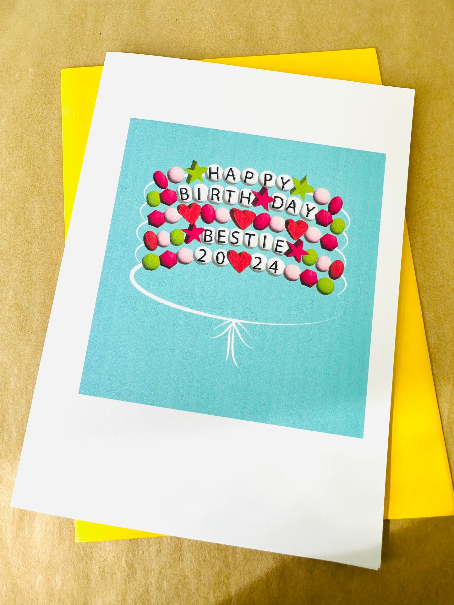 Happy Birthday Bestie & HBD Era Friendship bracelet 2024 Era 5x7 Greeting card