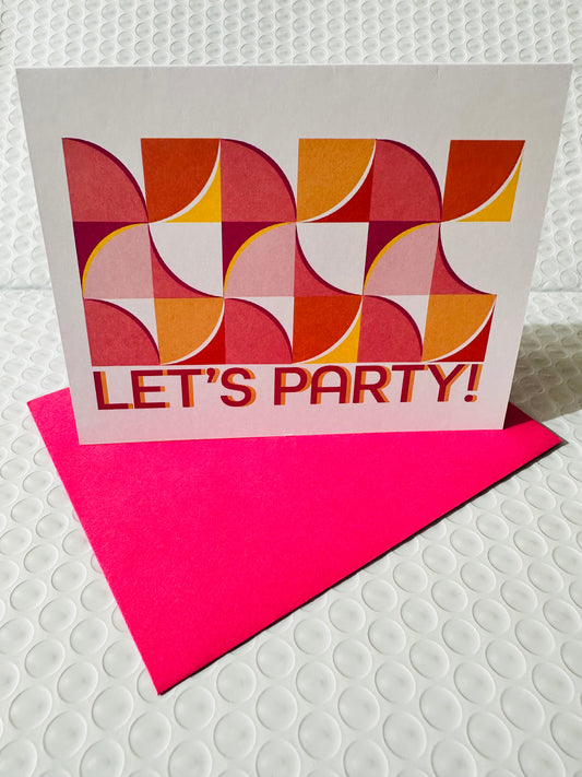 Pink LETS PARTY Geometric Invitations A2 Boxed note card set of 10