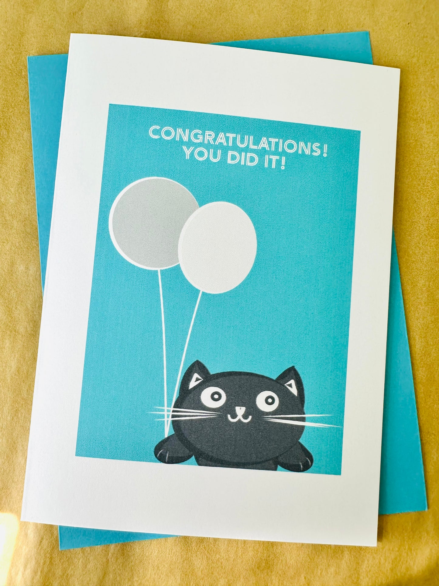 Congratulations! You did it! 5X7 Cat Greeting card for those cat lovers in our lives