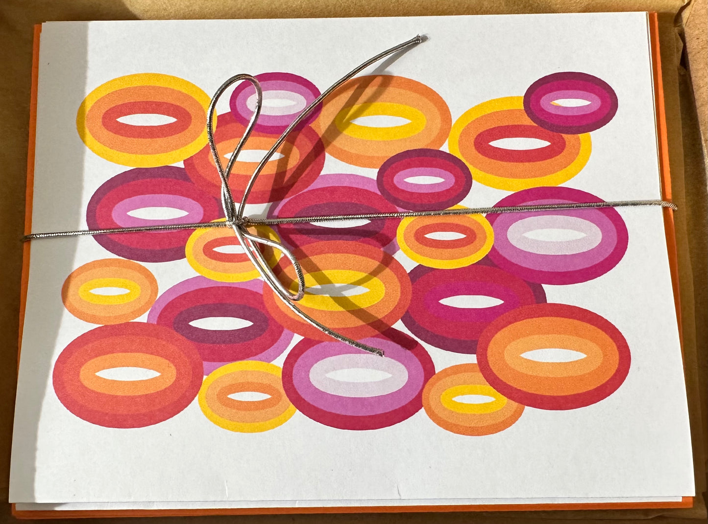 Orange ELLIPSES A2 Geometric boxed note card set of 10