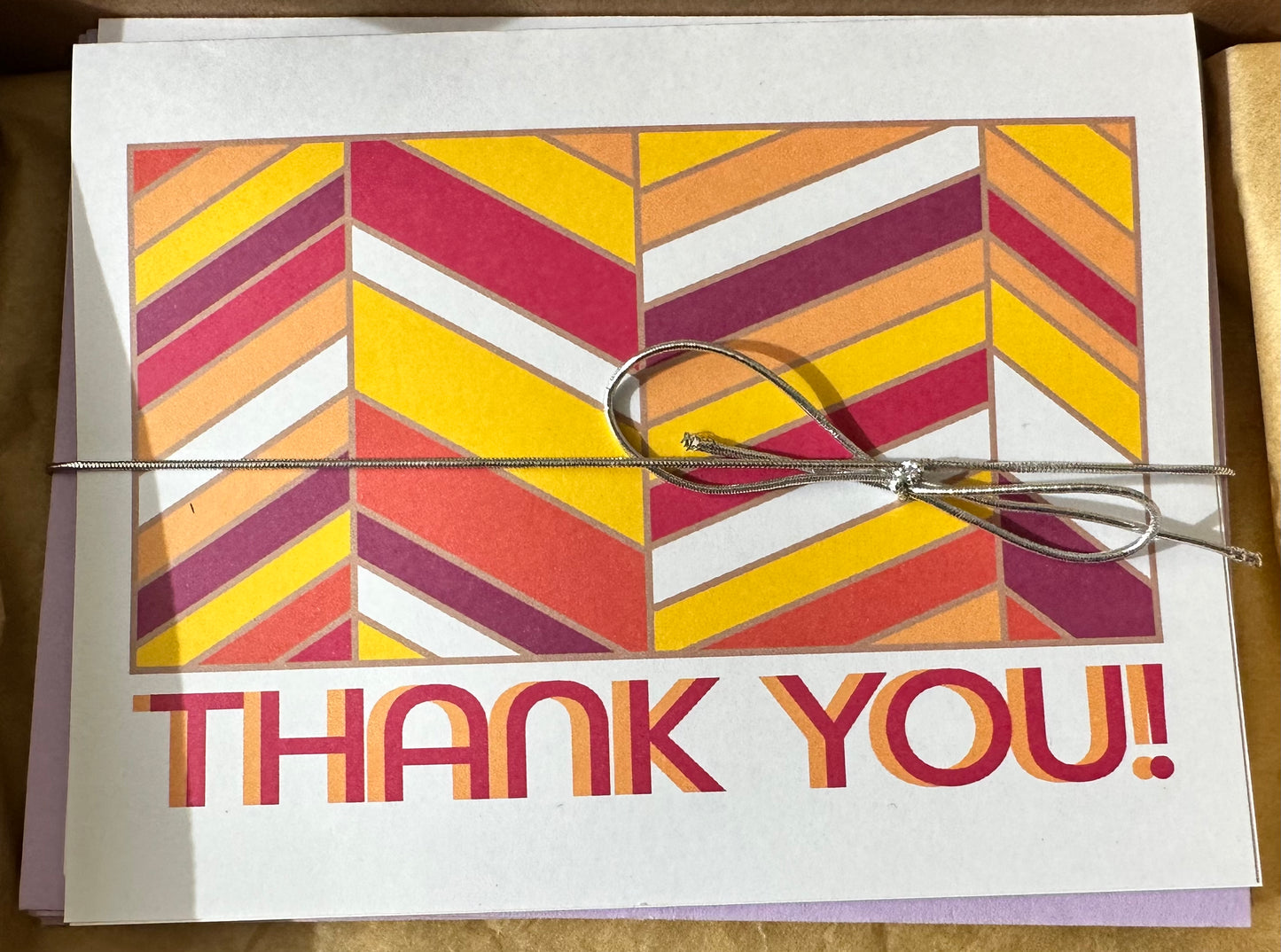 Purple Chevron THANK YOU Cards A2 size Geometric boxed note card set of 10