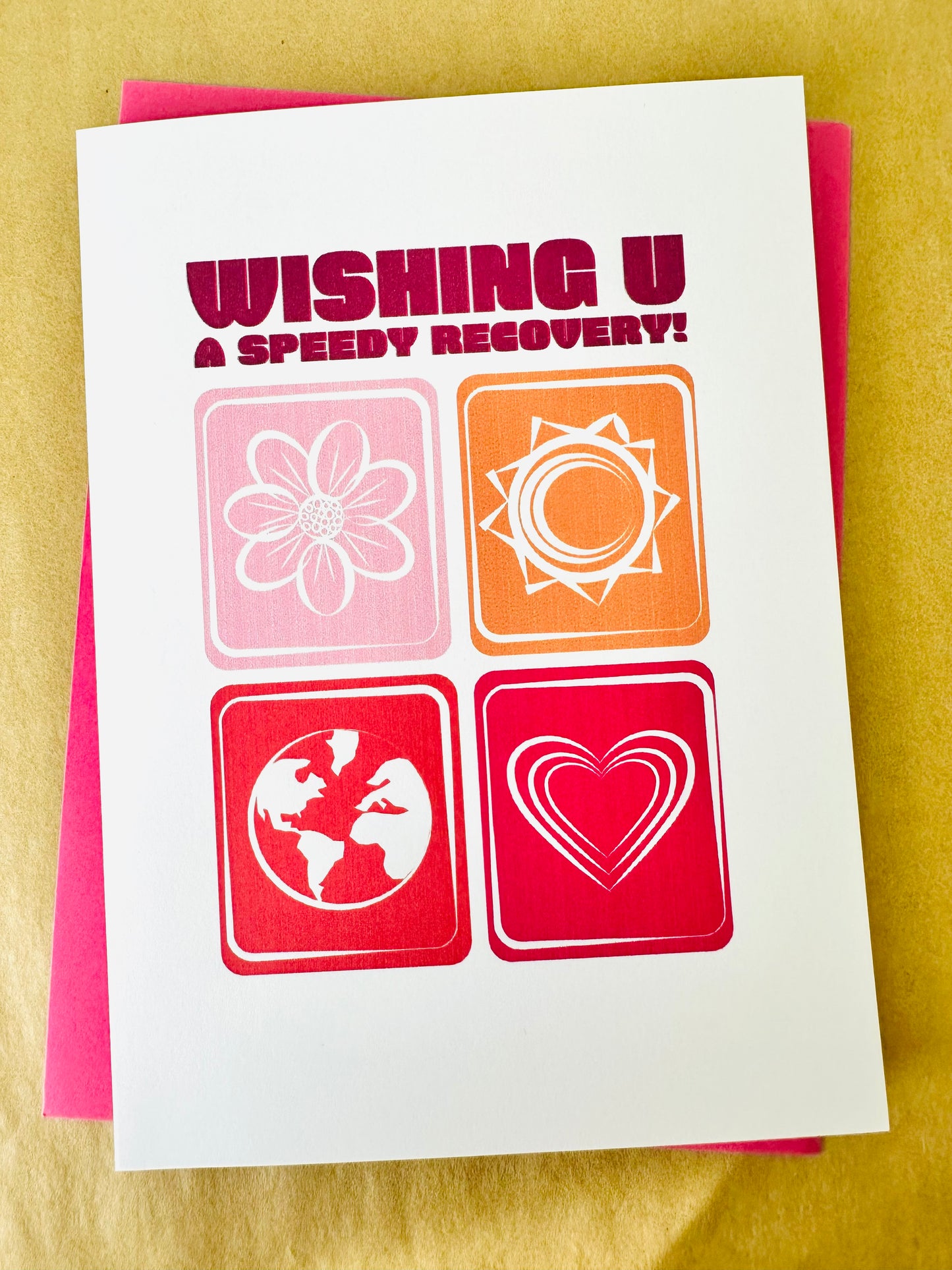 Get Well! Wishing you a speedy recovery! hearts and plants 5x7 Greeting card