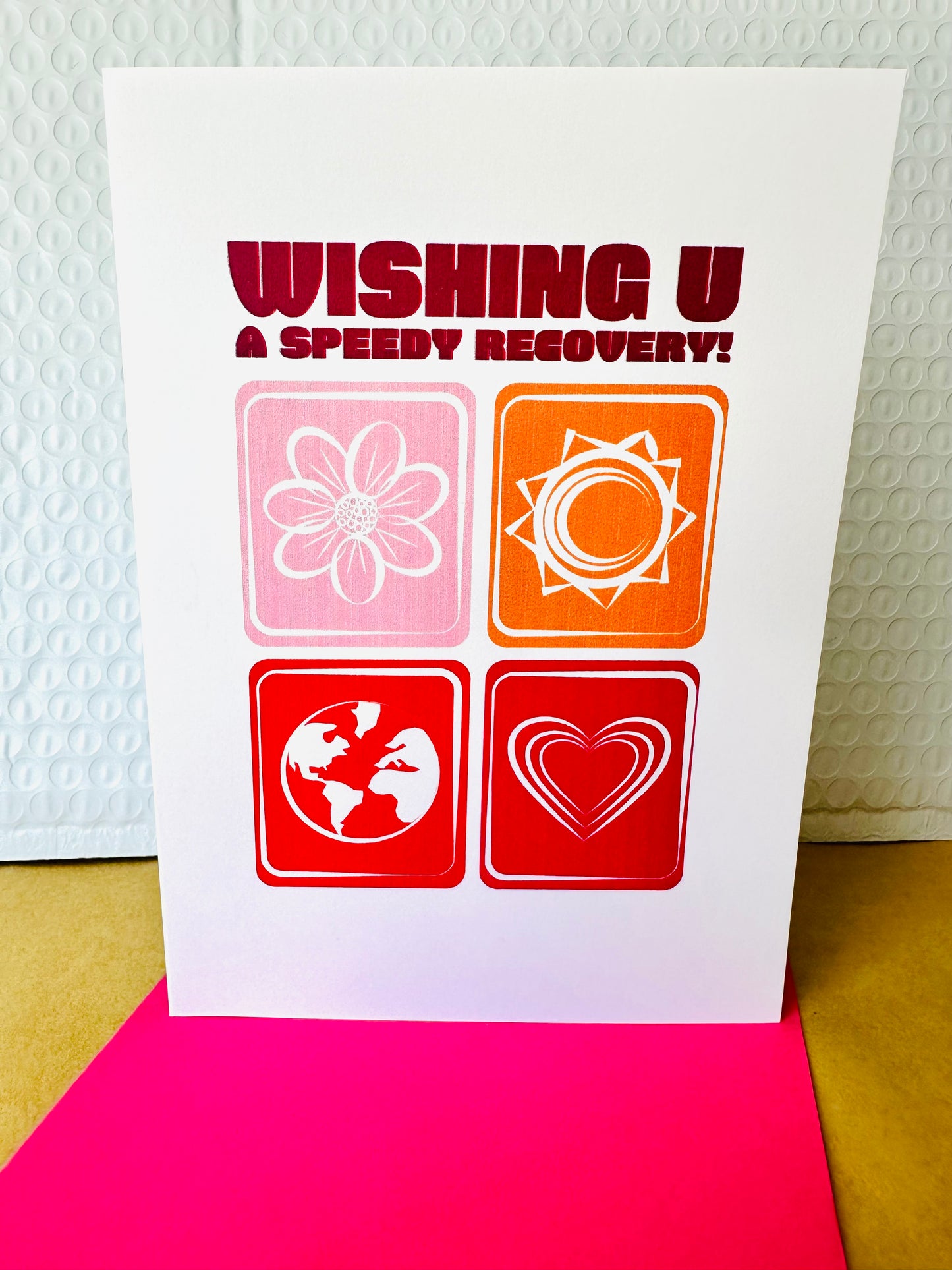 Get Well! Wishing you a speedy recovery! hearts and plants 5x7 Greeting card