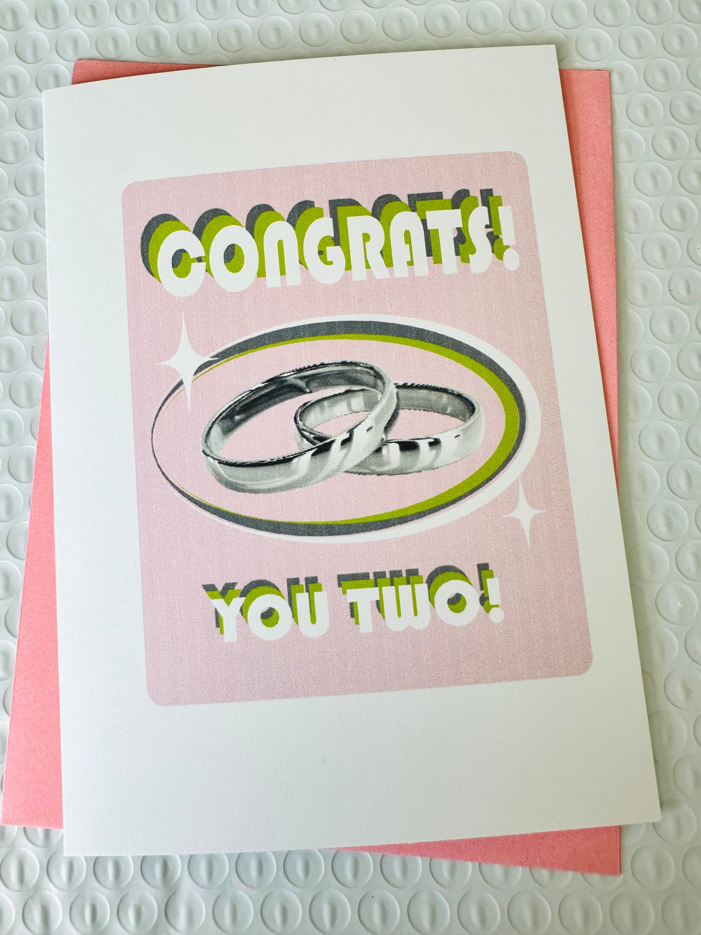 Congrats! You Two! 5X7 Congratulations Modern Engagement Wedding Greeting card