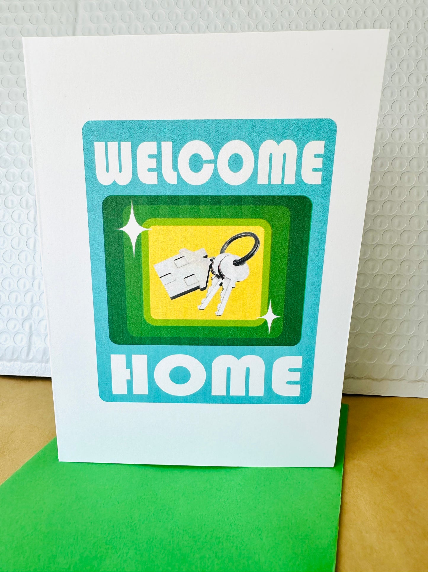 Welcome Home! & Bienvenido a casa 5x7 Greeting card for congrats on the new home!