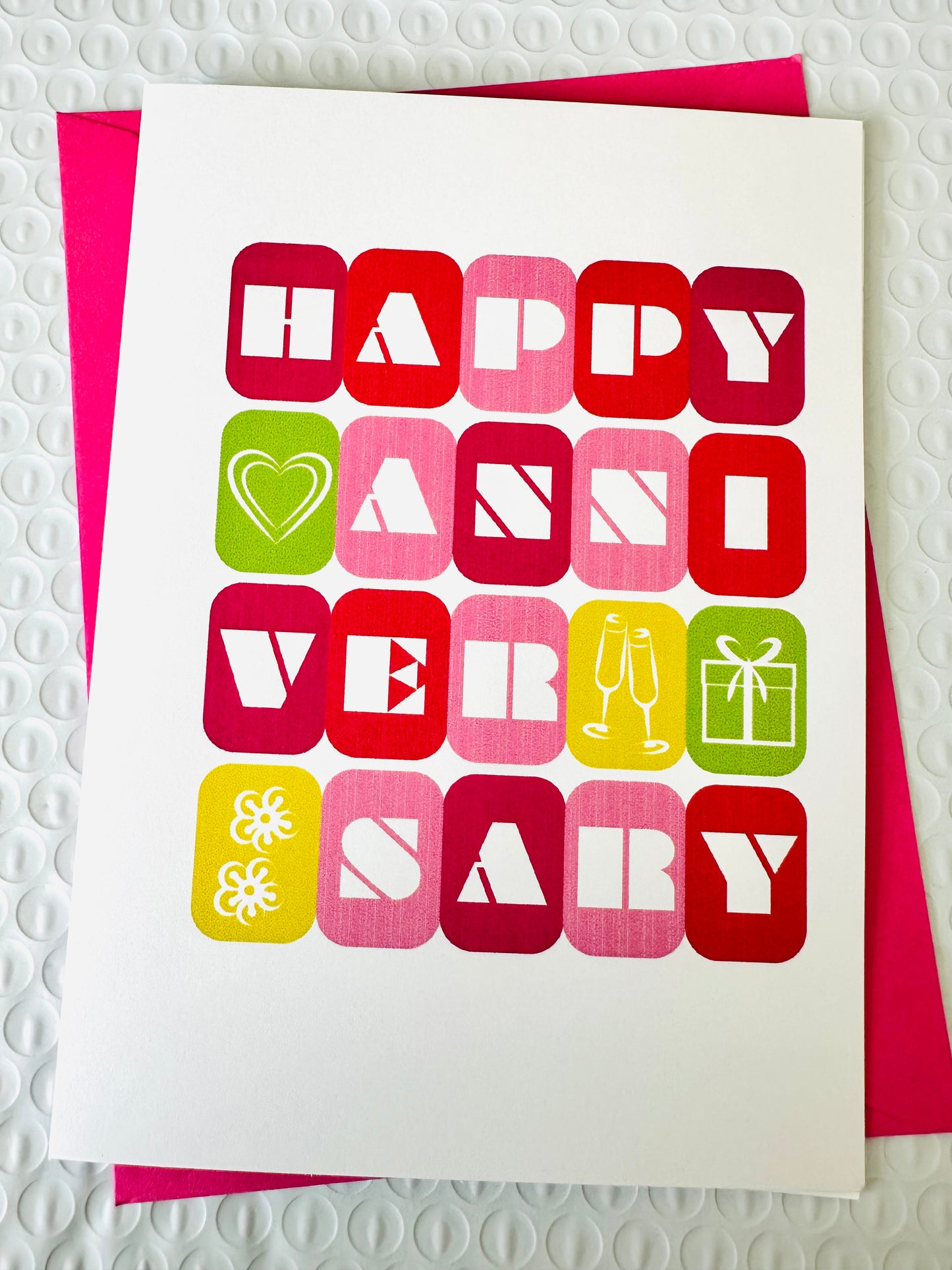 Happy Anniversary! Let's Celebrate! 5x7 Modern Anniversary Greeting card