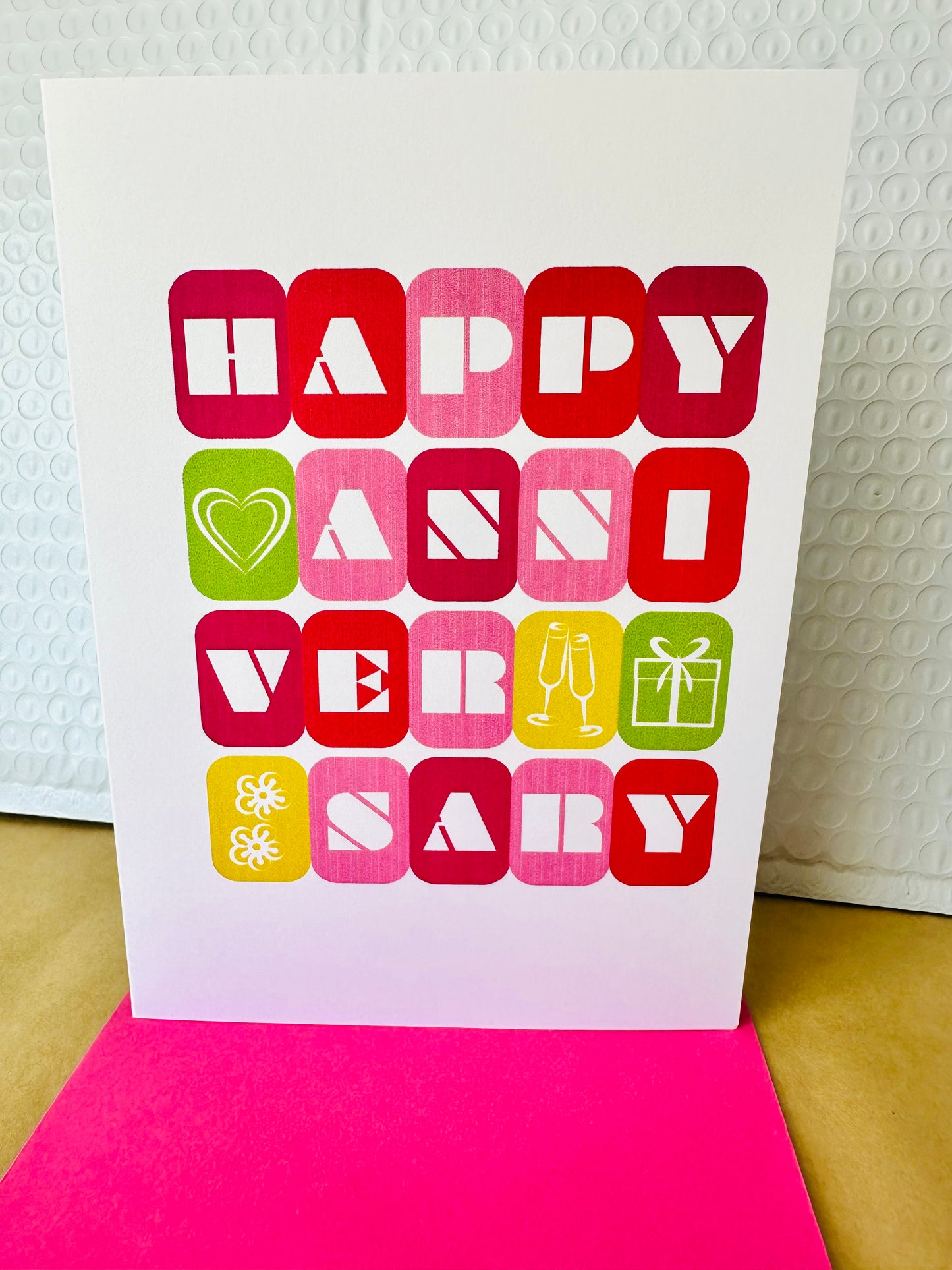 Happy Anniversary! Let's Celebrate! 5x7 Modern Anniversary Greeting card