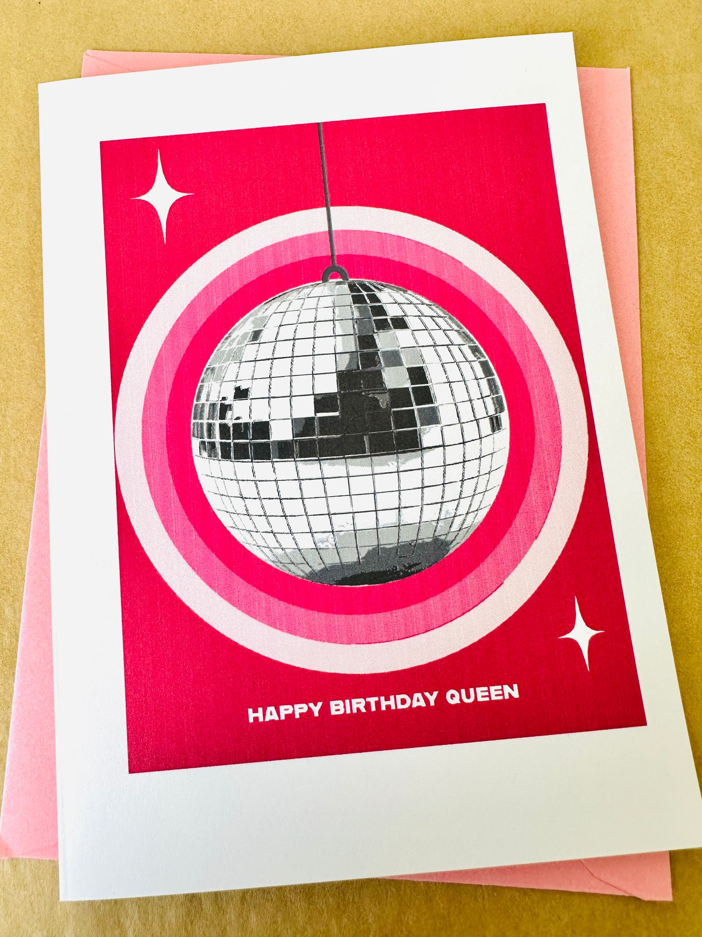 Happy Birthday Queen or Have a Ball! 5x7 Disco Mirror Party ball greeting card