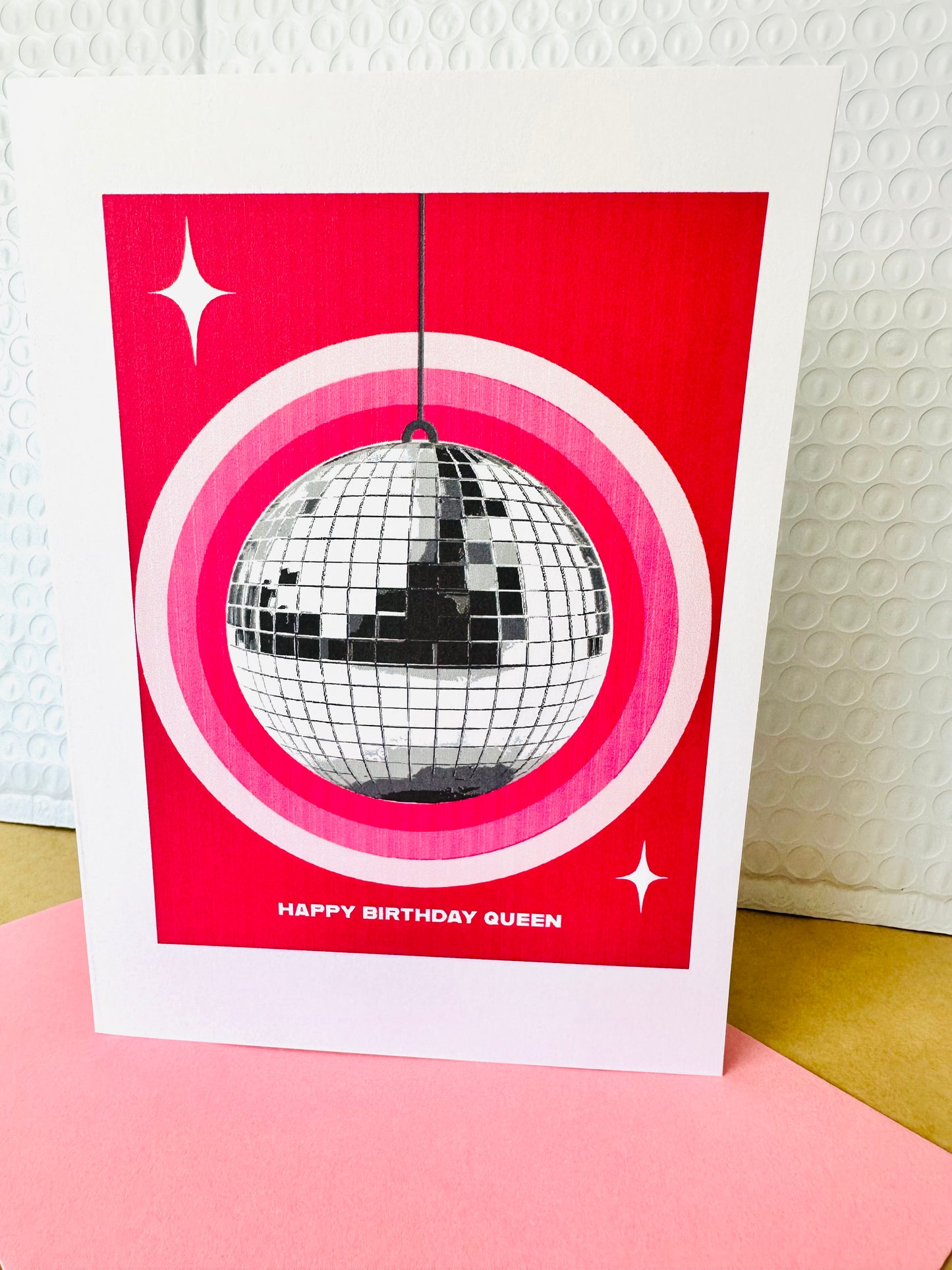 Happy Birthday Queen or Have a Ball! 5x7 Disco Mirror Party ball greeting card
