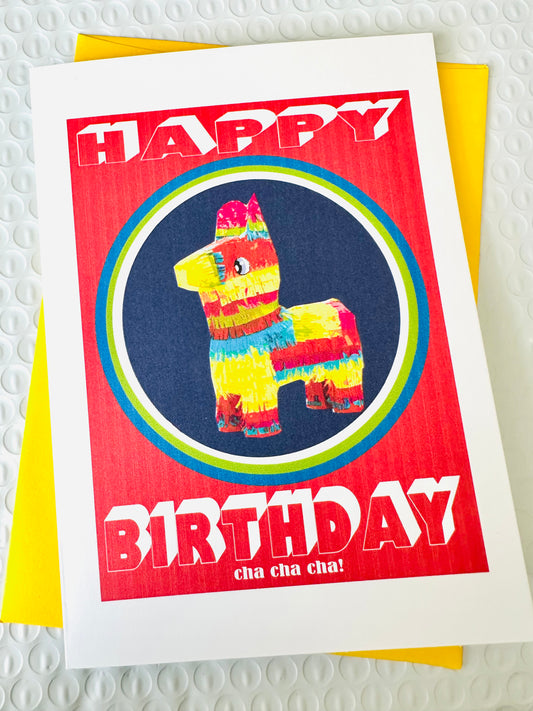 Happy Birthday Burro Cha Cha Cha 5x7 Piñata Birthday card