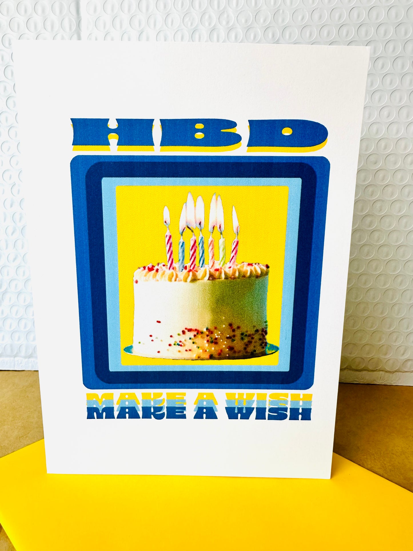 Happy Birthday & HBD Make a wish! 5x7 Birthday Cake Fancy or with sprinkles card