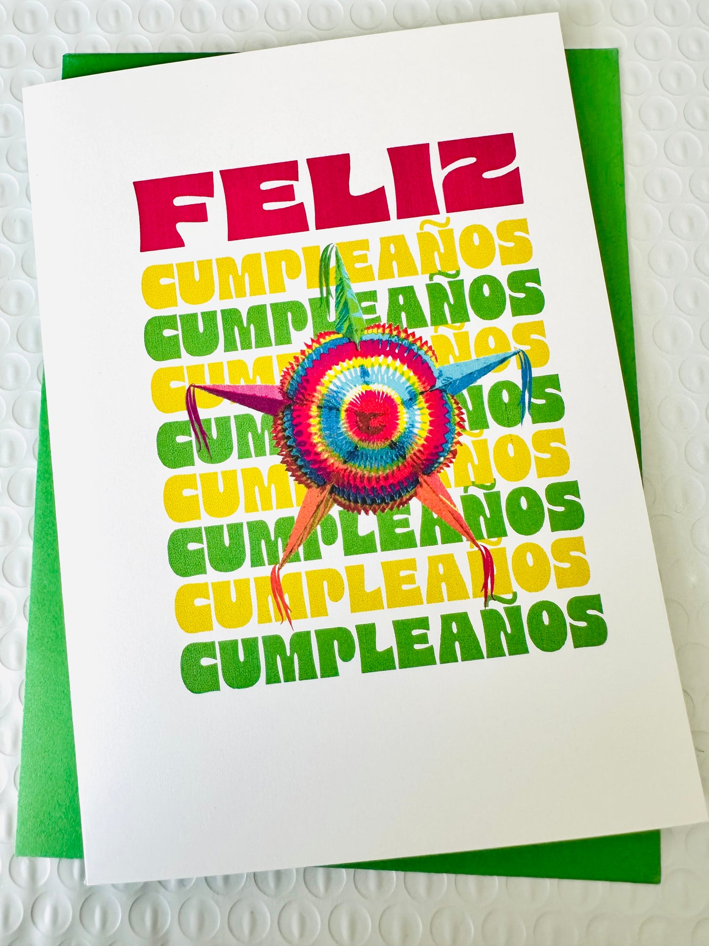 Happy Birthday & Feliz Cumpleanos! 5x7 Festive star piñata greeting card