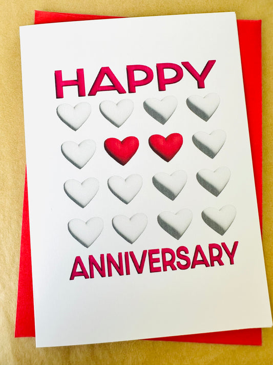 Happy Anniversary 2 Hearts 5x7 Modern Happy Anniversary Greeting card