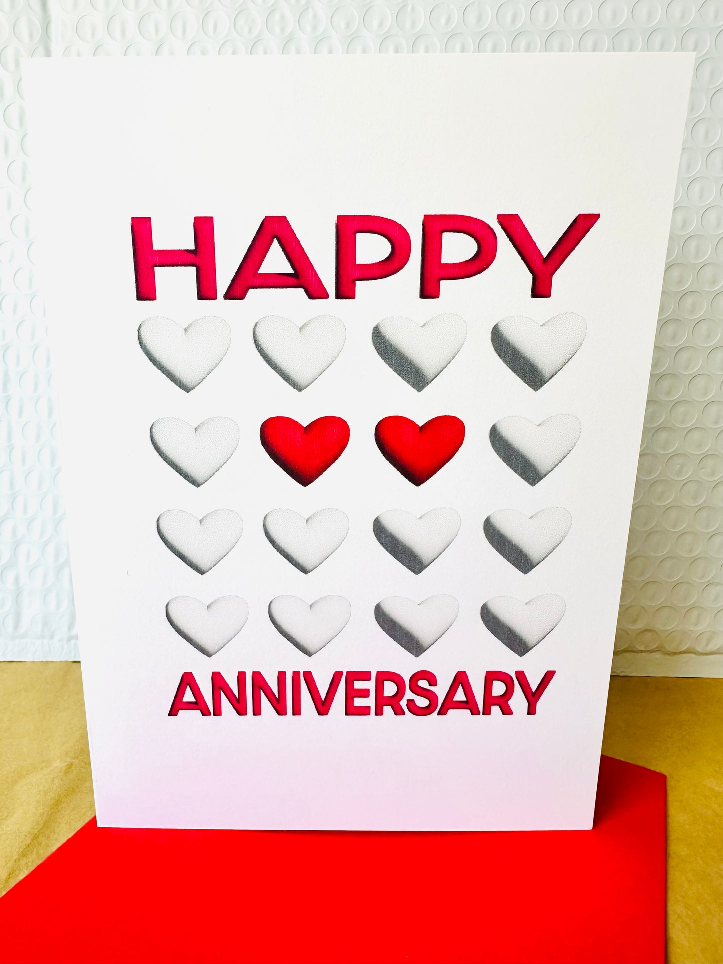 Happy Anniversary 2 Hearts 5x7 Modern Happy Anniversary Greeting card