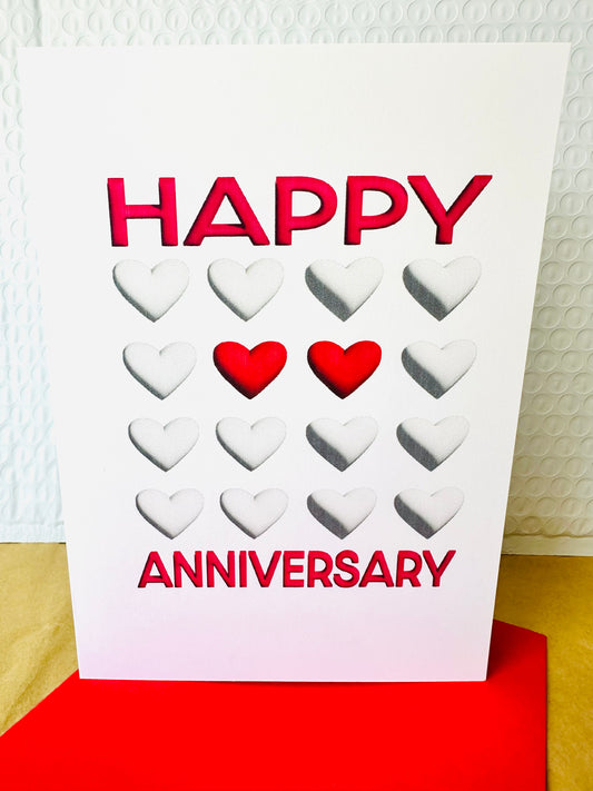 Happy Anniversary 2 Hearts 5x7 Modern Happy Anniversary Greeting card