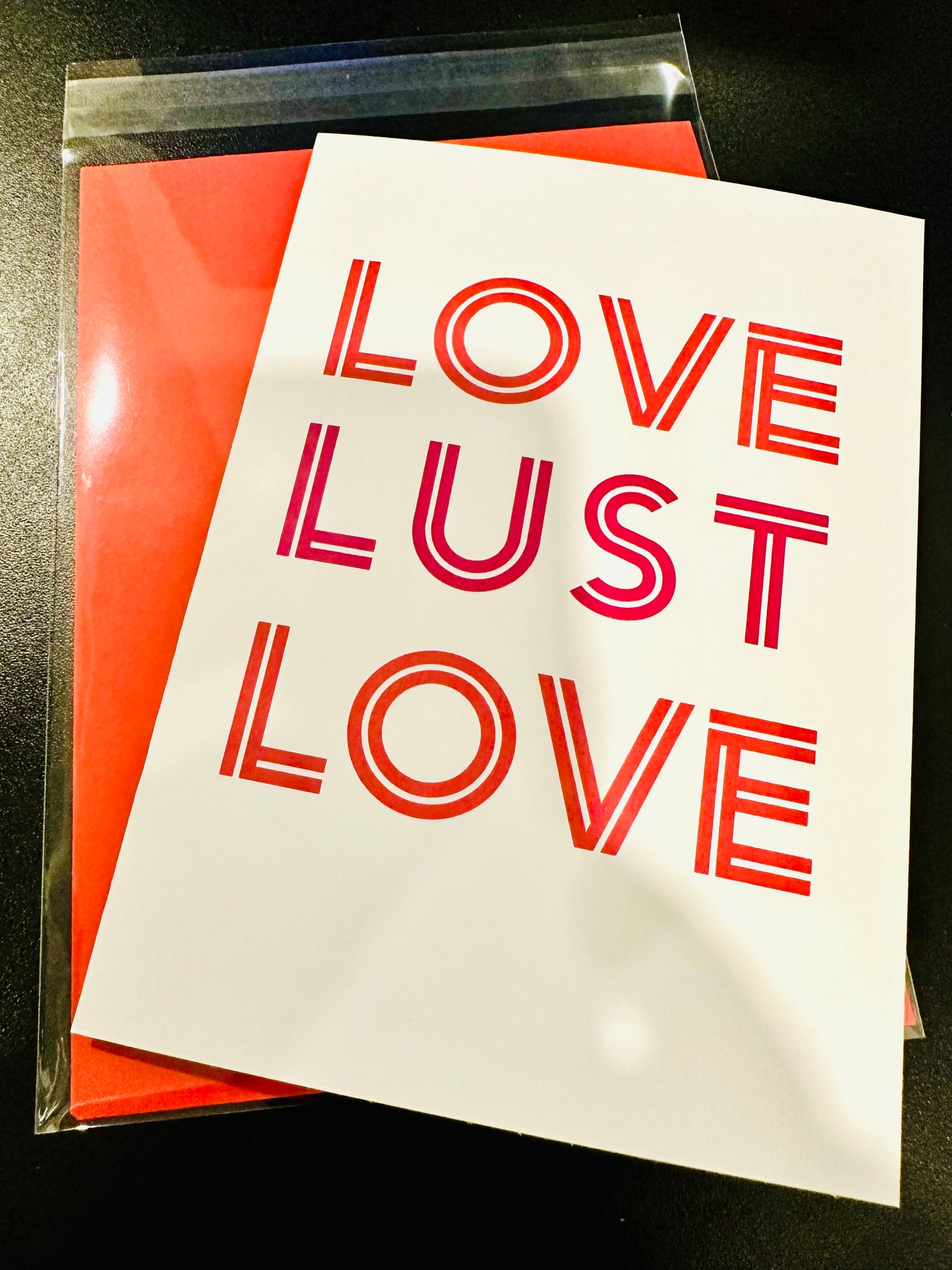Happy Valentine's Anniversary LOVE LUST LOVE 5x7 Greeting card