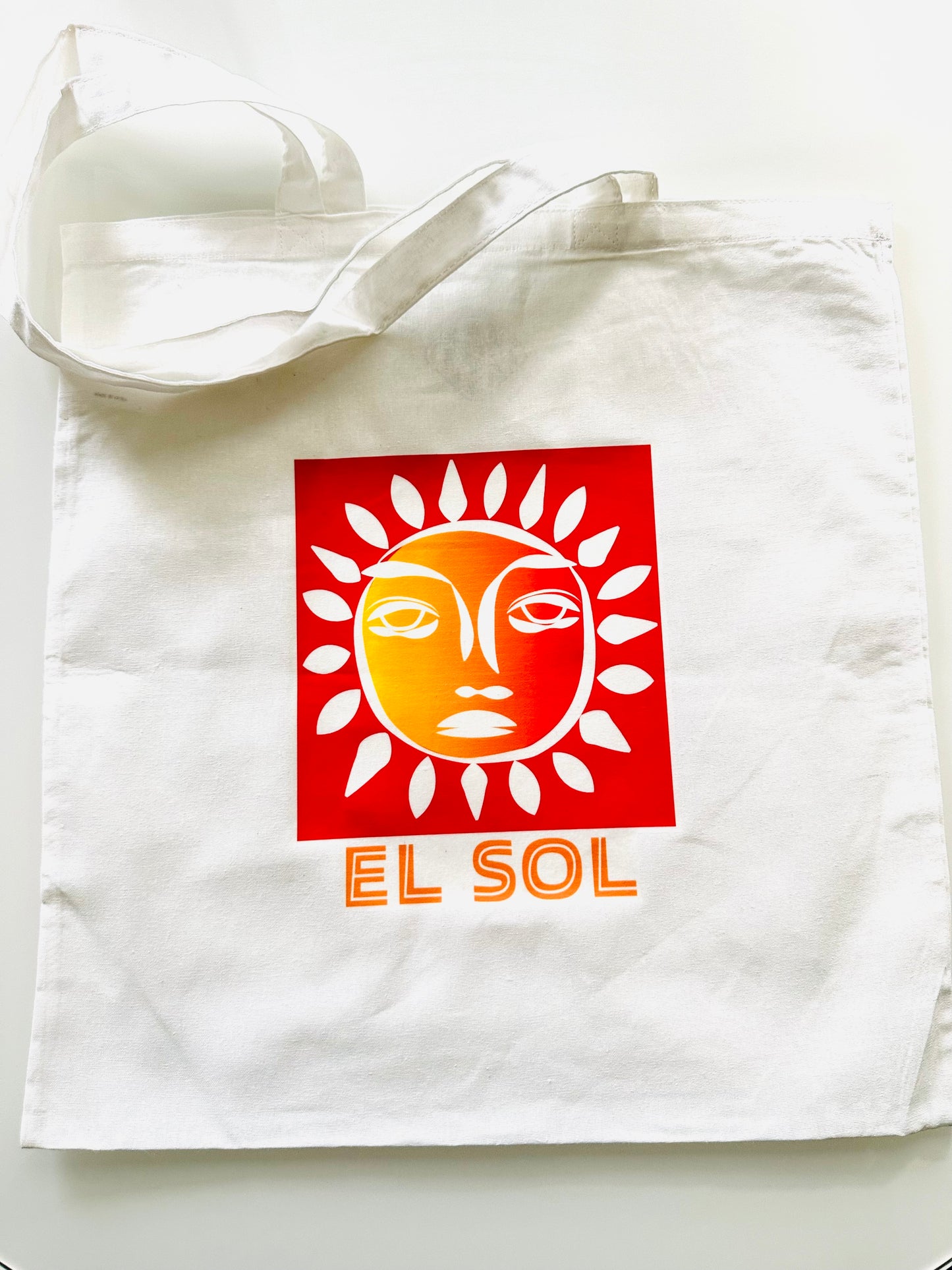 White EL SOL pool or beach Unisex Cotton Reusable Tote Bag