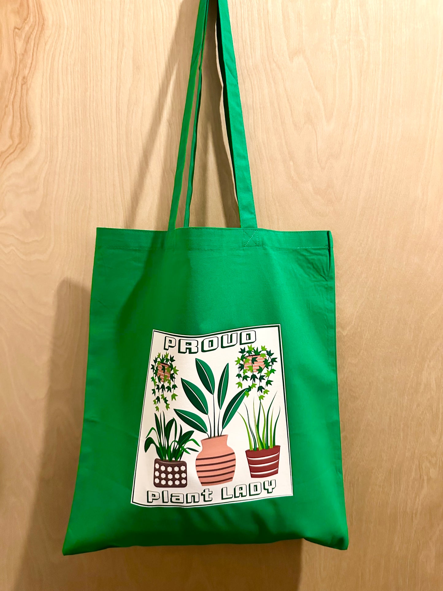 Green Plant Lady graphic Unisex Cotton Reusable Tote Bag