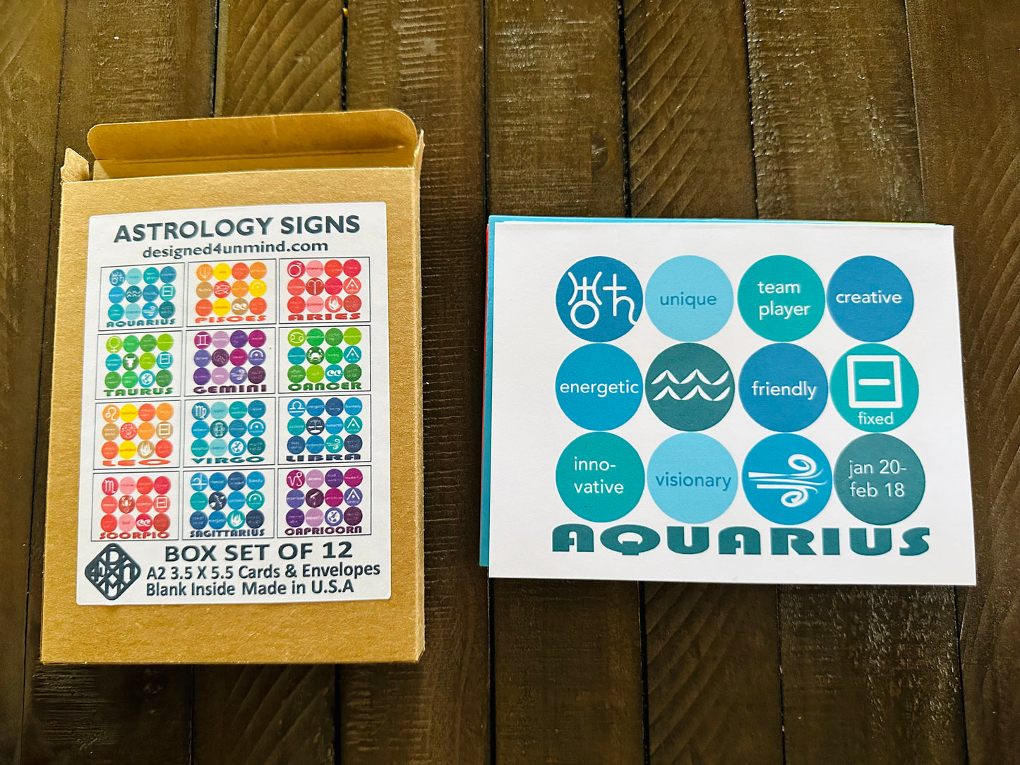 ASTROLOGY SIGNS Note Cards A2 size Modern & Colorful Stationery Cards Boxed set of 12