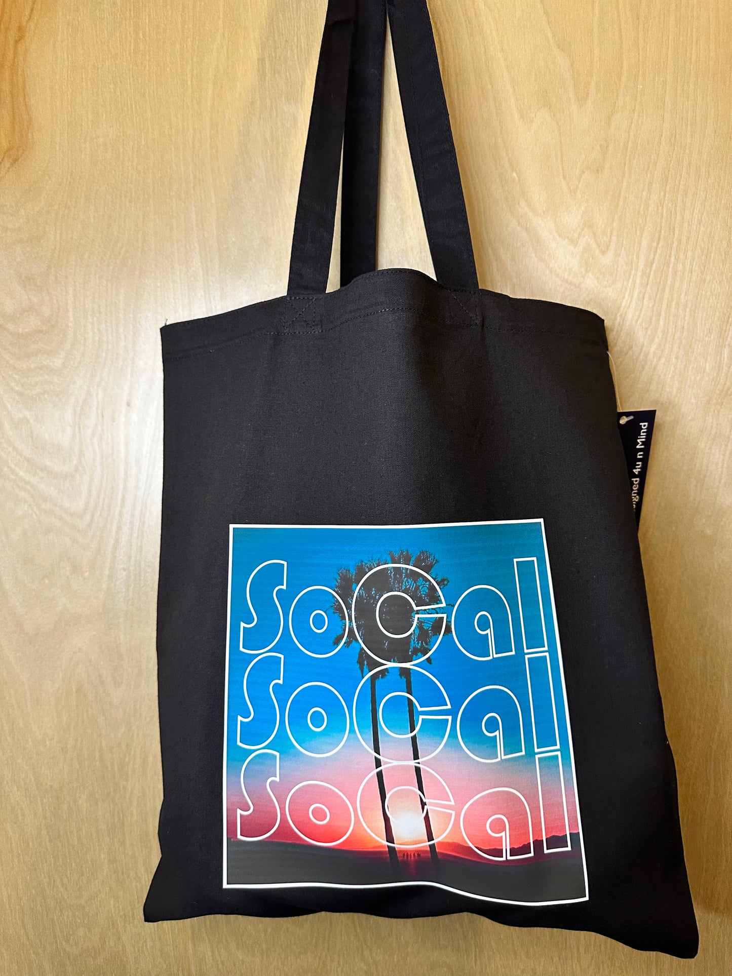 Black SoCAL Beach Sunset Southern California Unisex Cotton Reusable Tote Bag