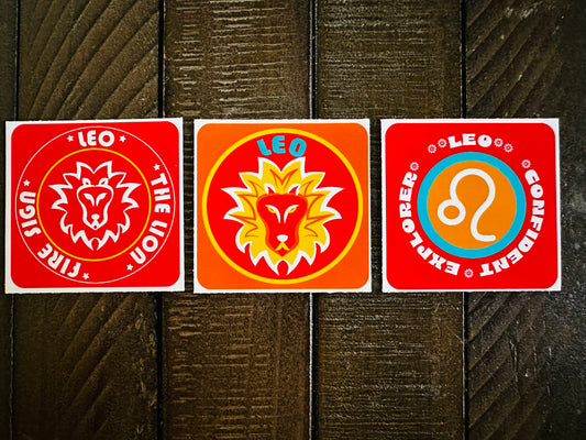 LEO Bold Colorful Characteristic's & Traits Stickers Set of 3, Glossy Vinyl Decals