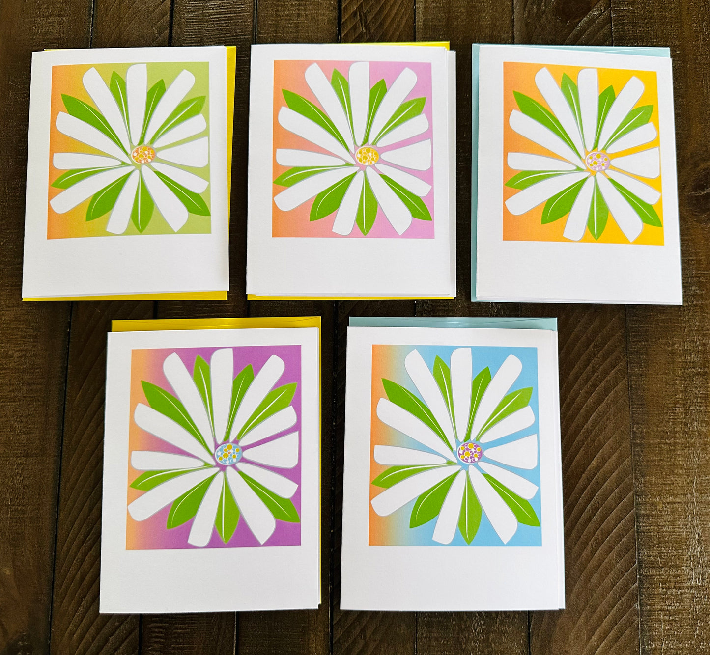 GERBERA DAISY Note Cards A2 size Bold Floral Modern & Colorful Stationery Boxed set of 10