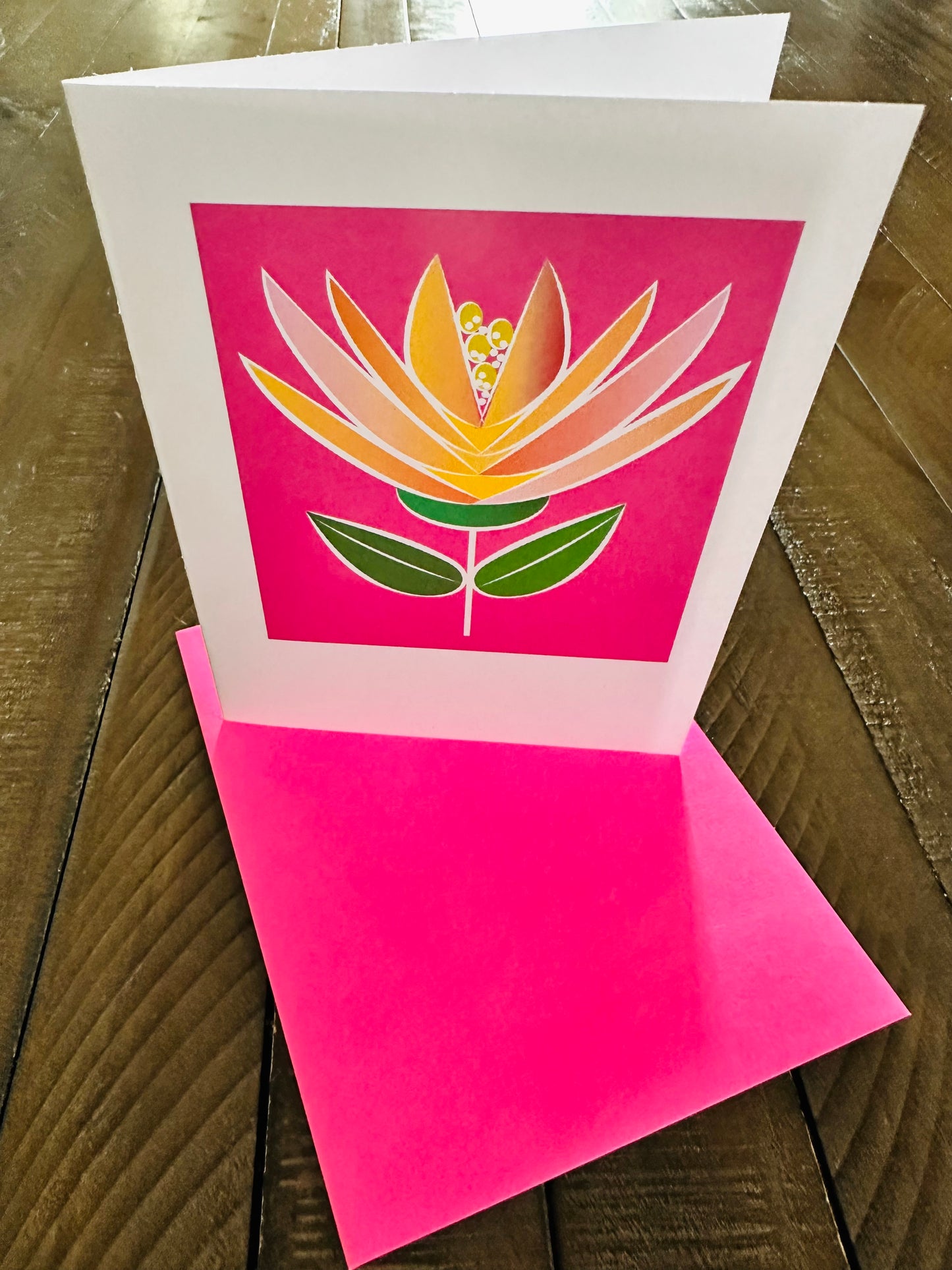 LOTUS FLOWER Note Cards A2 size Bold Floral Modern & Colorful Stationery Boxed set of 10