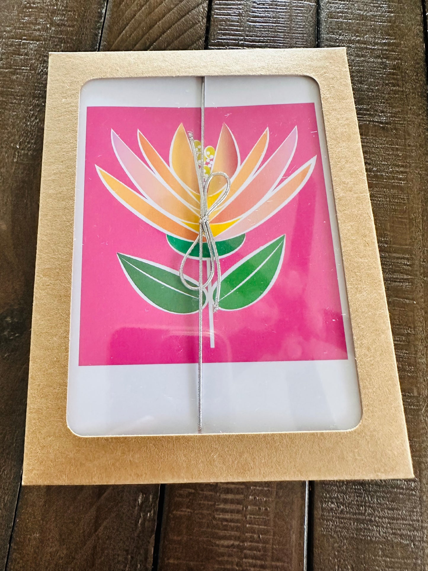 LOTUS FLOWER Note Cards A2 size Bold Floral Modern & Colorful Stationery Boxed set of 10
