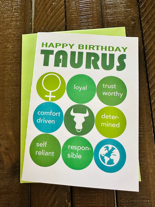 TAURUS Happy Birthday Modern Astrology Card