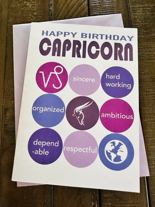 CAPRICORN HAPPY BIRTHDAY Astrology Greeting Card