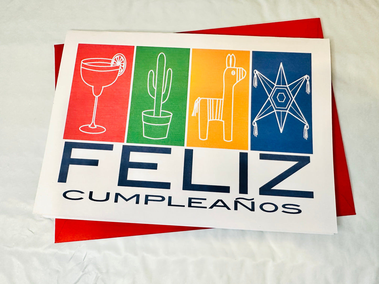 FELIZ CUMPLEANOS SET of 10 cards Modern Colorful Spanish Birthday Boxed cards