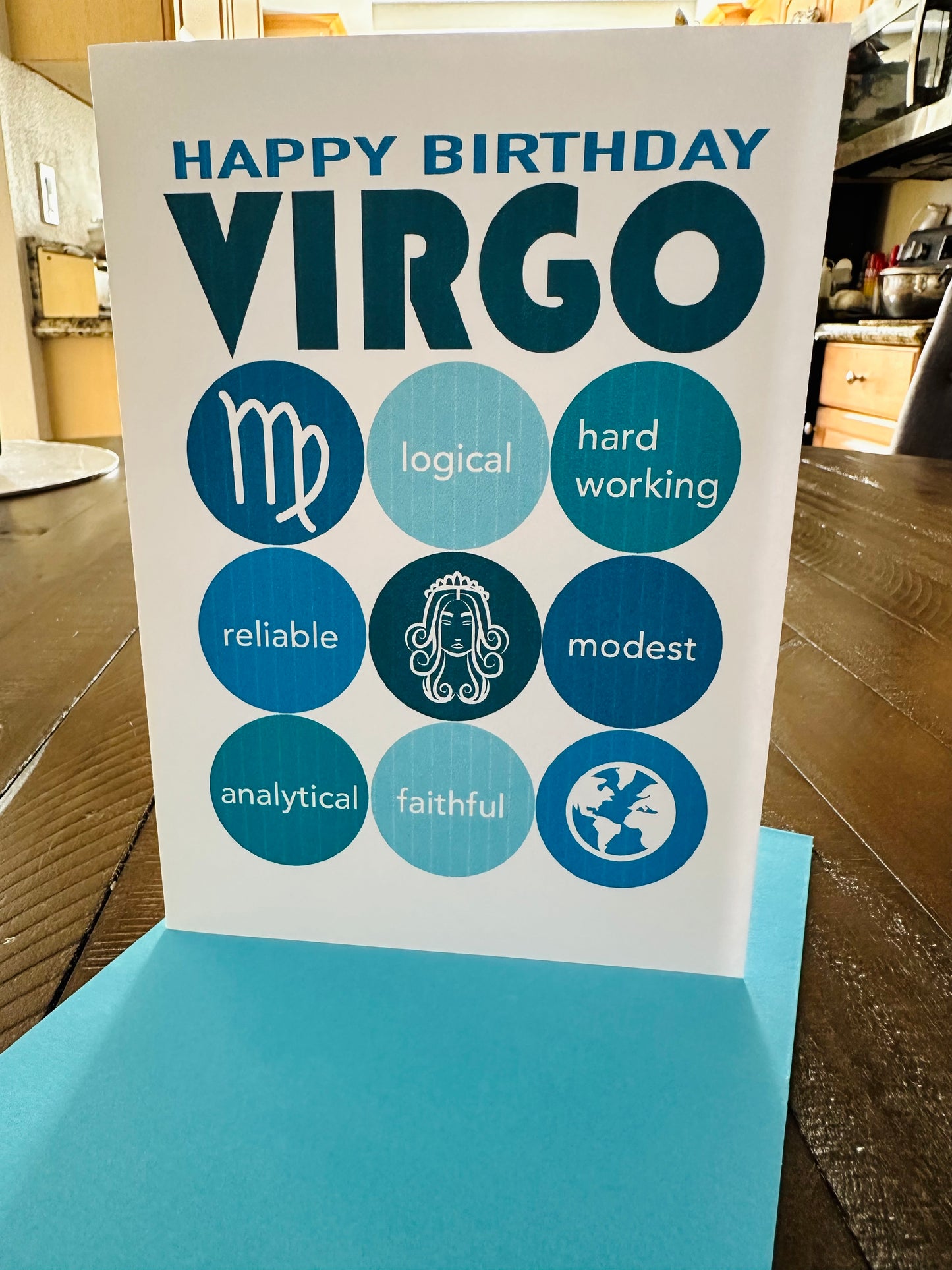 VIRGO HAPPY BIRTHDAY Modern Astrology Greeting Card with signs traits