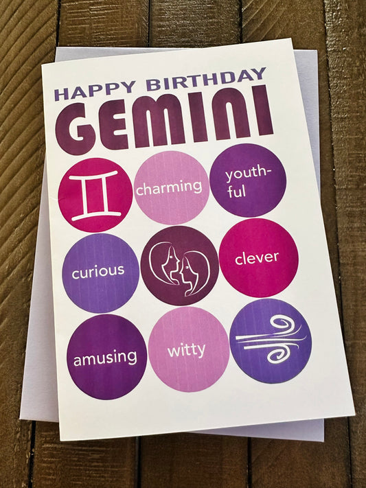 GEMINI HAPPY BIRTHDAY Astrology Greeting Card