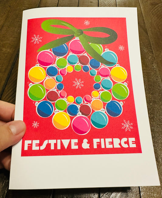 Festive & Fierce Wreath Holiday Boxed Christmas card set of 10