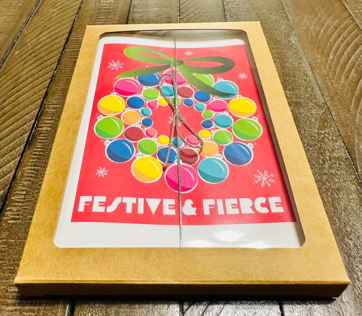 Festive & Fierce Wreath Holiday Boxed Christmas card set of 10