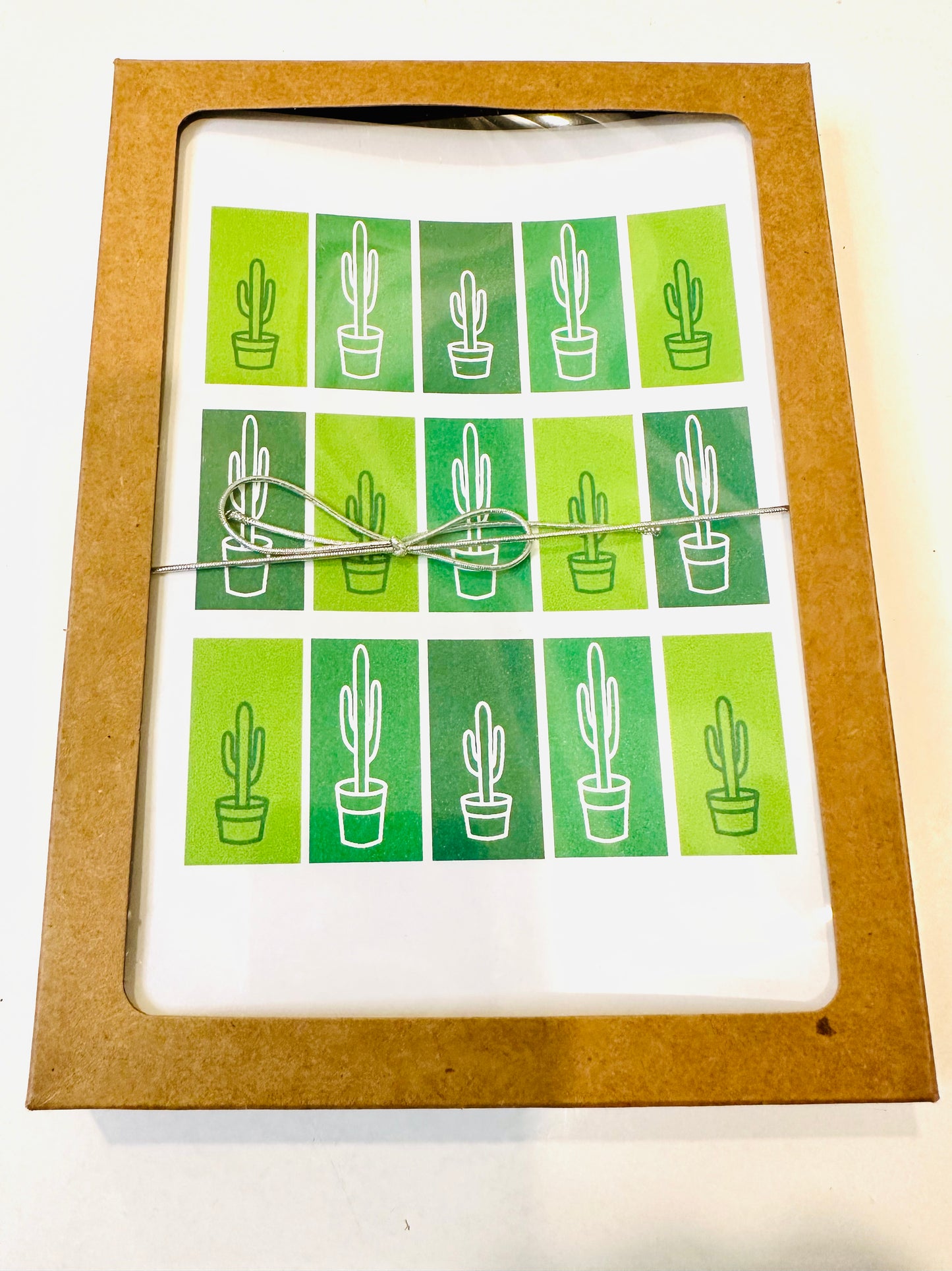 Green Multi color MANY CACTUS Saguaro Desert Plants 5x7 boxed note card set of 10