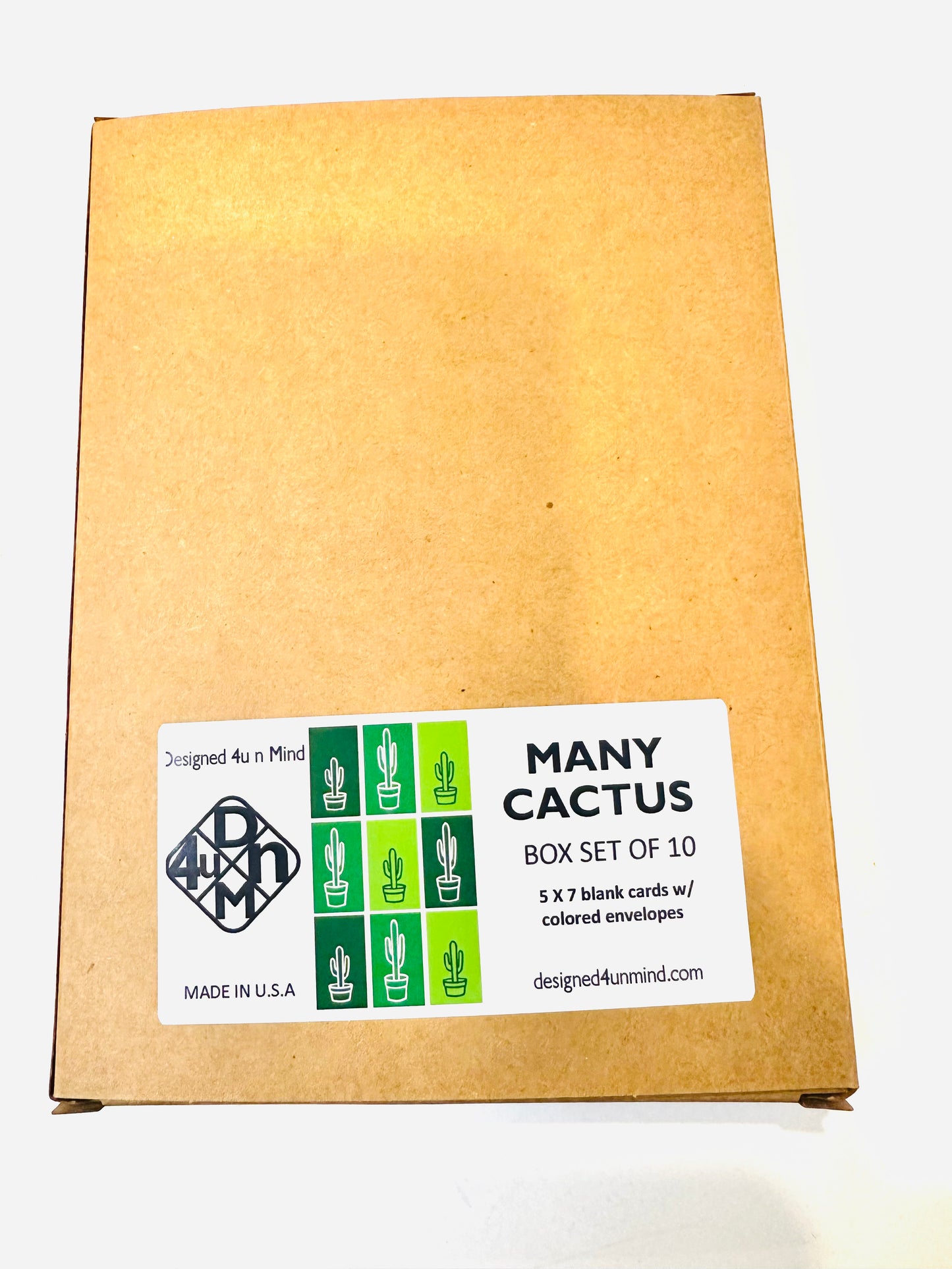 Green Multi color MANY CACTUS Saguaro Desert Plants 5x7 boxed note card set of 10