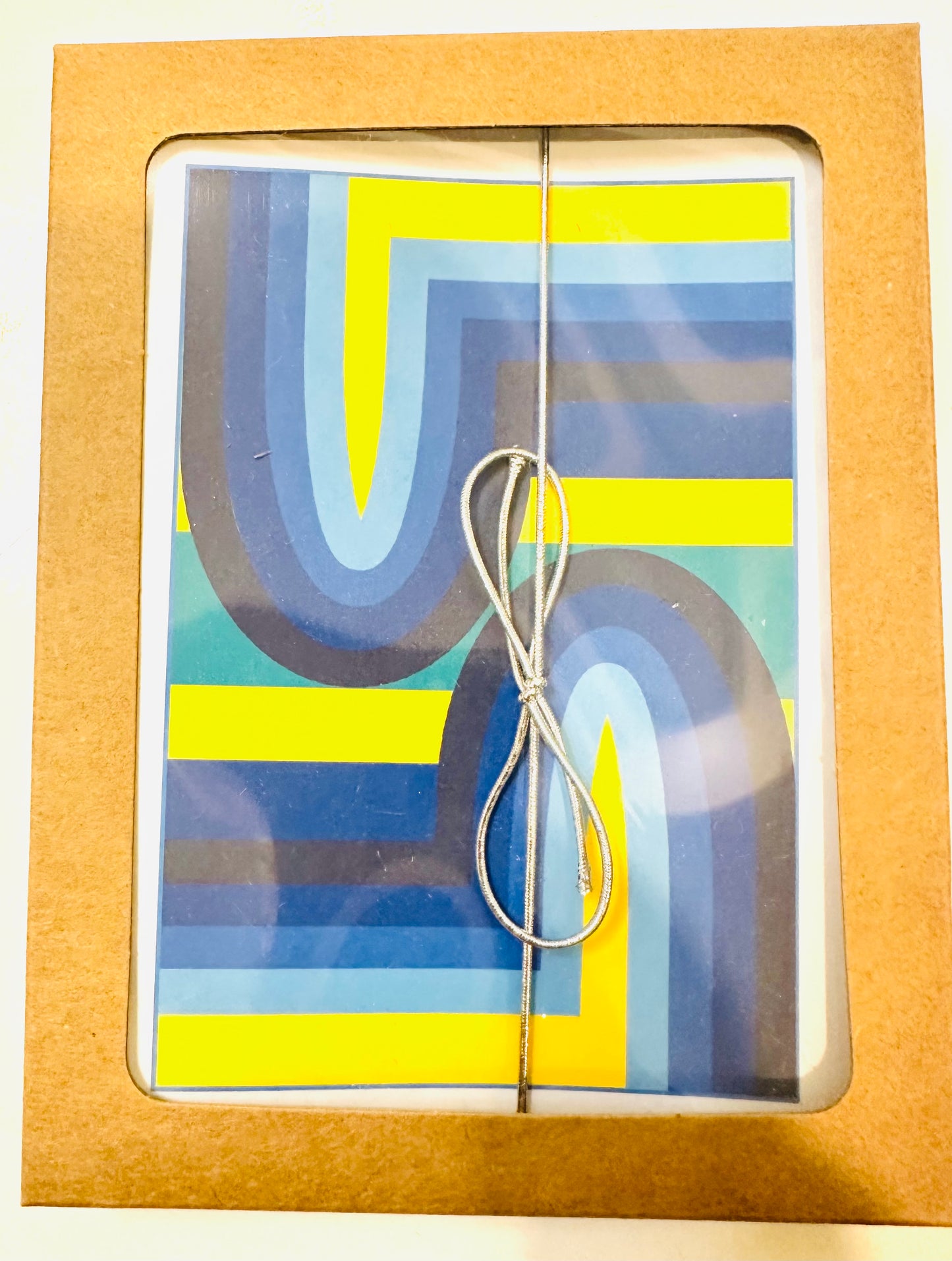 Yellow 70's ARCH A2/size Geometric boxed note card set of 10